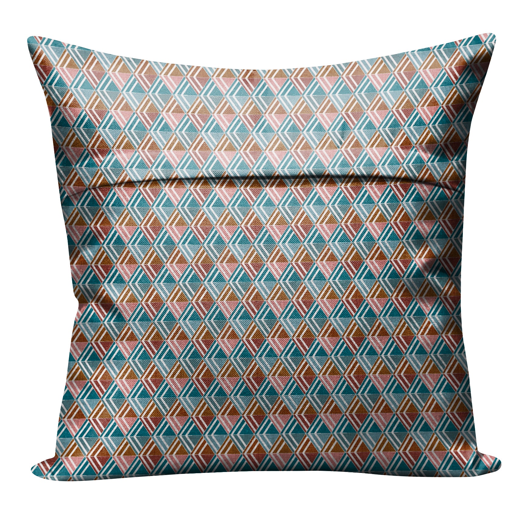 ILLUSION MULTI TRIANGLE DIGITAL PRINTED CUSHION COVER CAMEL/PINK (Pack of 2)
