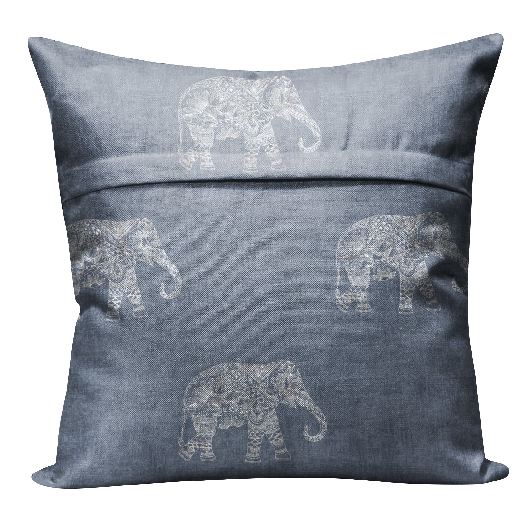 JODHPUR ELEPHANT DIGITAL PRINTED CUSHION COVER INDIGO (Pack of 2)