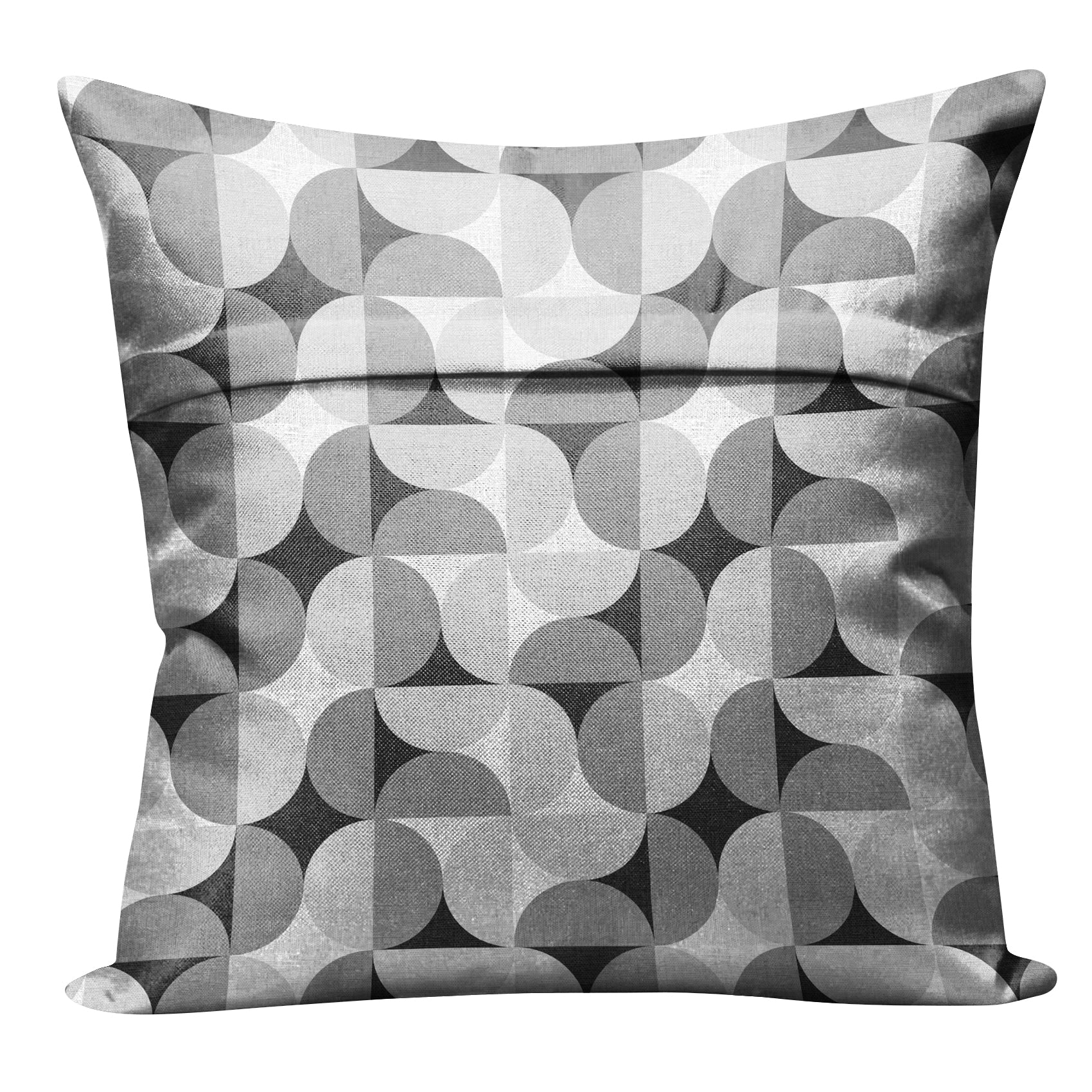 ILLUSION CIRCLE DIGITAL PRINTED CUSHION COVER BLACK/GREY (Pack of 2)