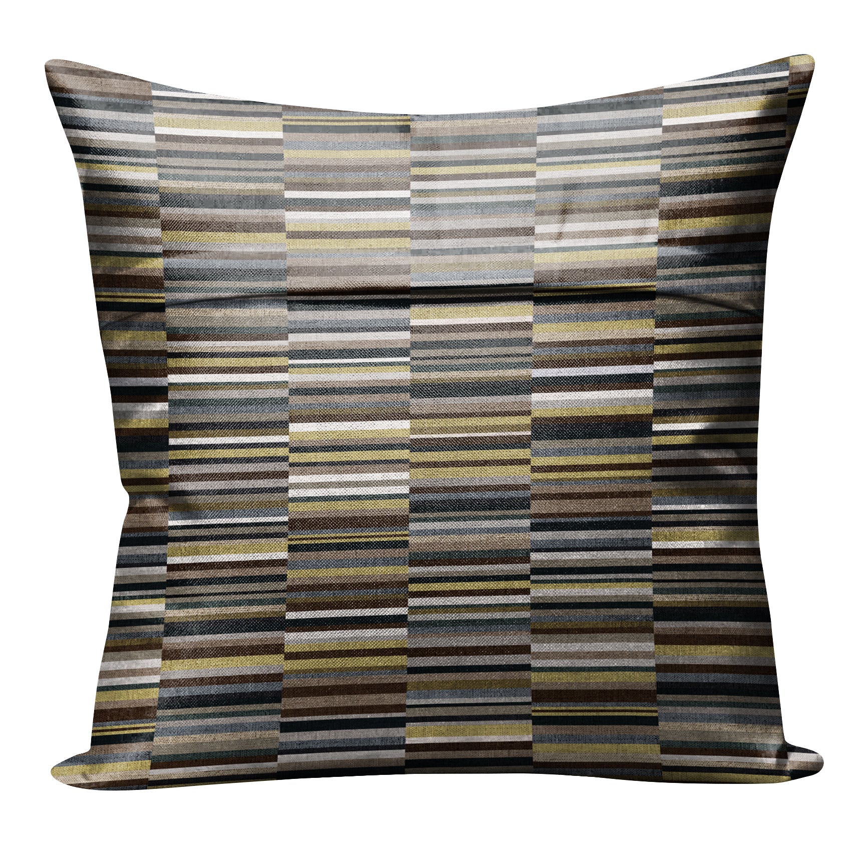 ILLUSION DASH DIGITAL PRINTED CUSHION COVER BROWN/YELLOW (Pack of 2)