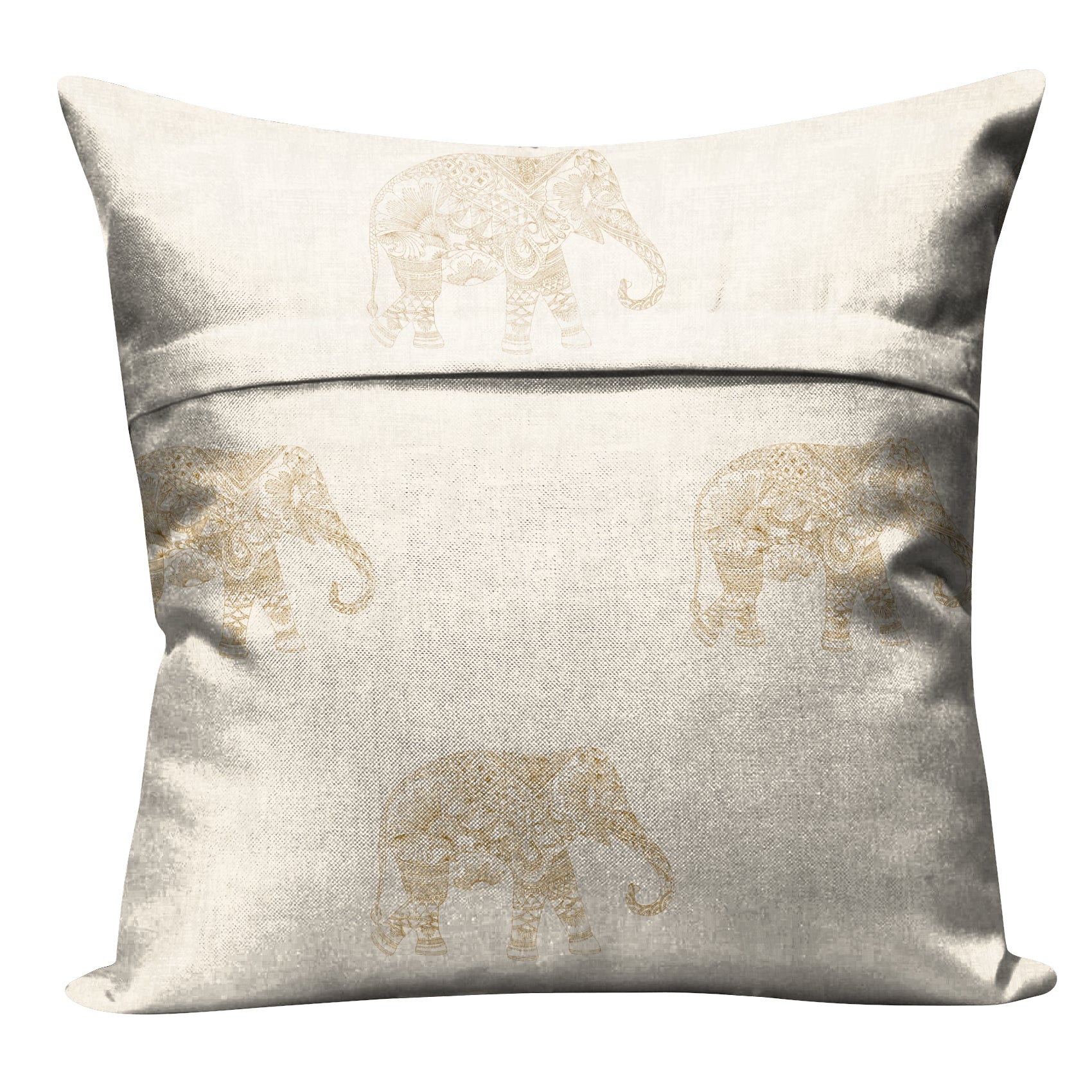 JODHPUR ELEPHANT DIGITAL PRINTED CUSHION COVER BISCUIT (Pack of 2)