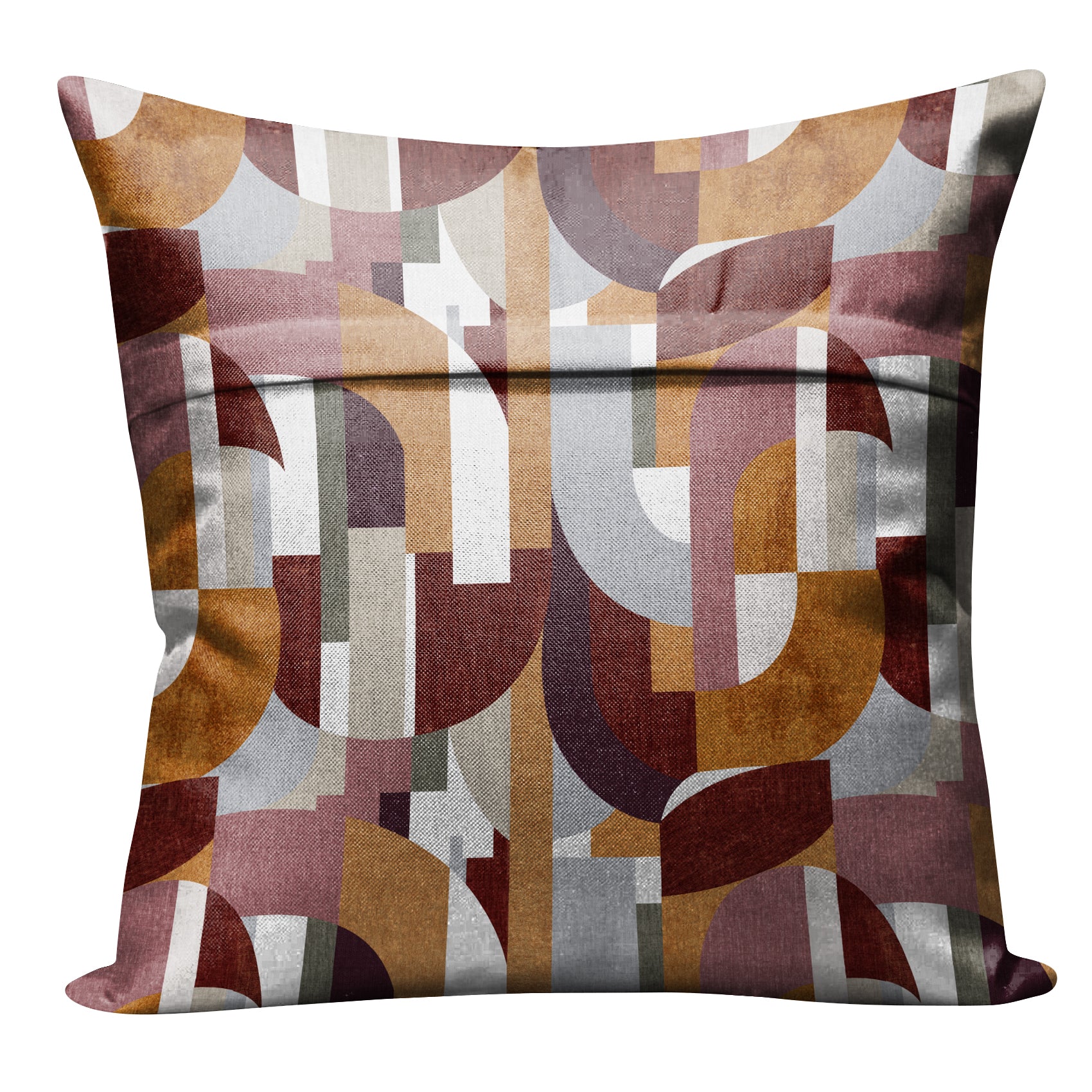 ILLUSION CURVES DIGITAL PRINTED CUSHION COVER CAMEL/PINK (Pack of 2)