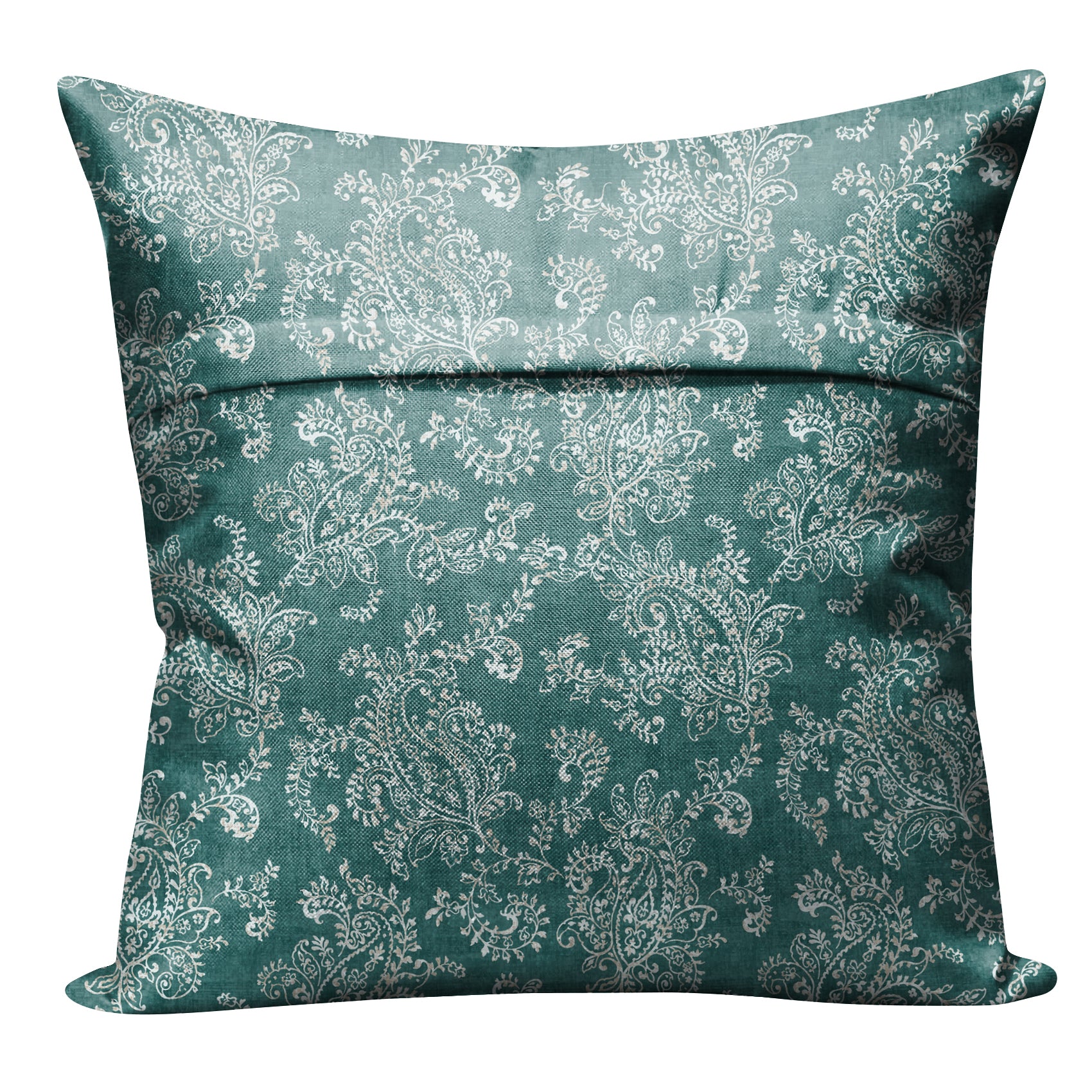 JODHPUR FLOWERS DIGITAL PRINTED CUSHION COVER TEAL (Pack of 2)