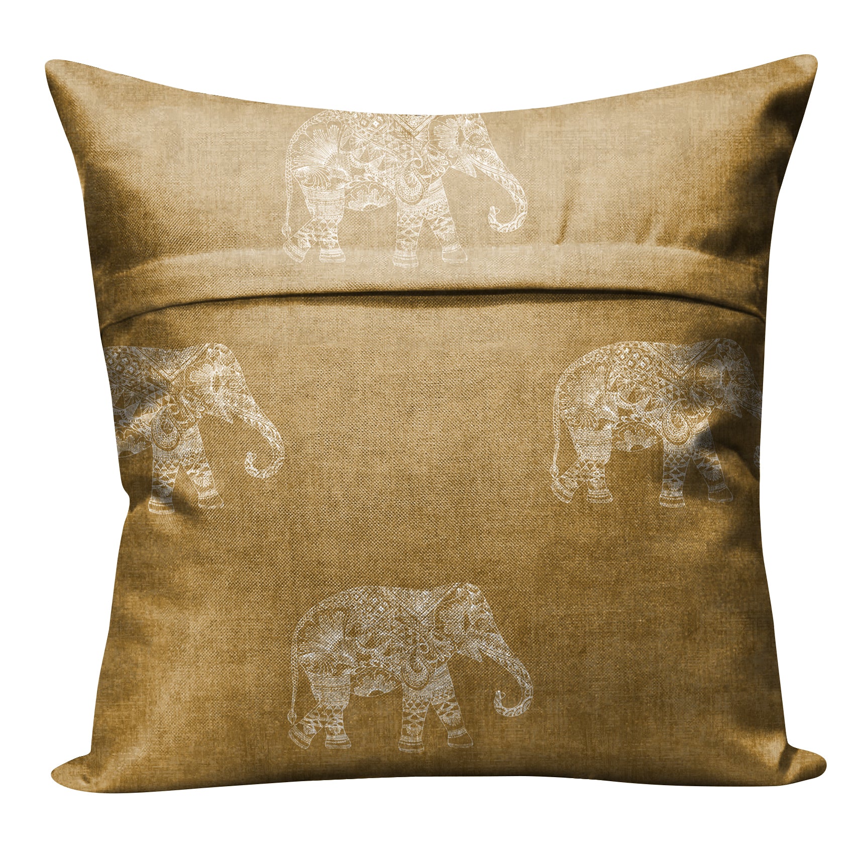 JODHPUR ELEPHANT DIGITAL PRINTED CUSHION COVER CAMEL (Pack of 2)
