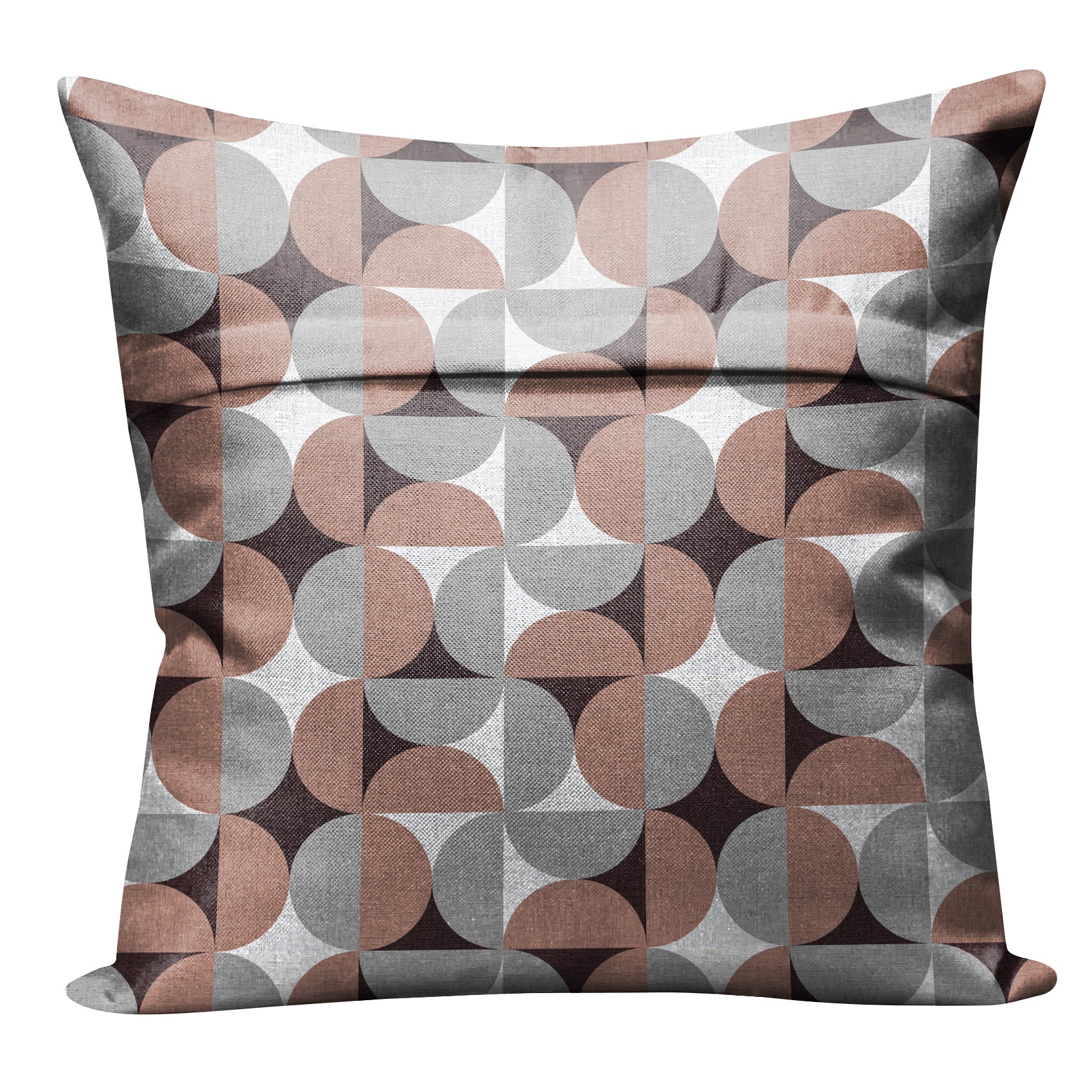ILLUSION CIRCLE DIGITAL PRINTED CUSHION COVER BROWN/GREY (Pack of 2)