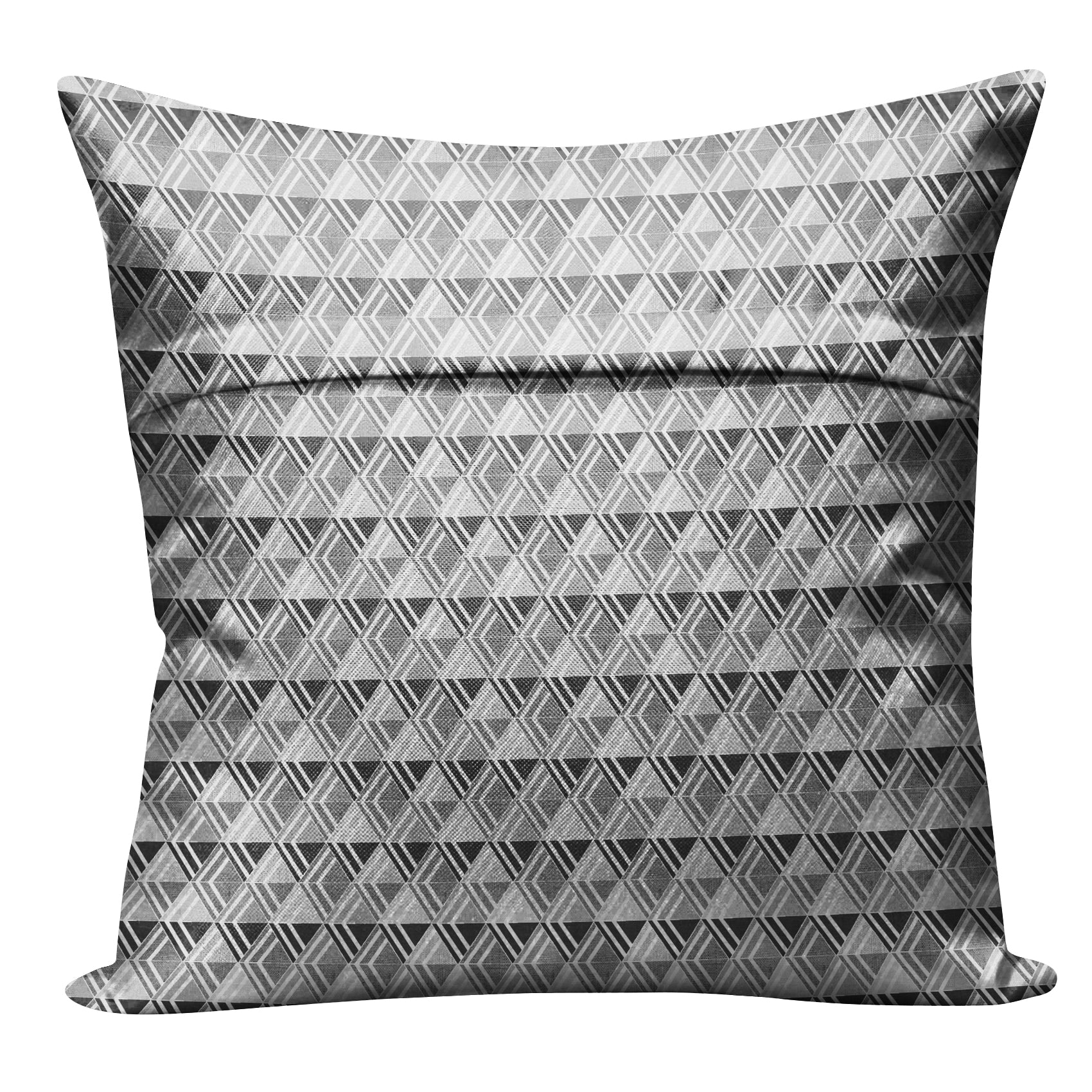 ILLUSION MULTI TRIANGLE DIGITAL PRINTED CUSHION COVER BLACK/GREY (Pack of 2)