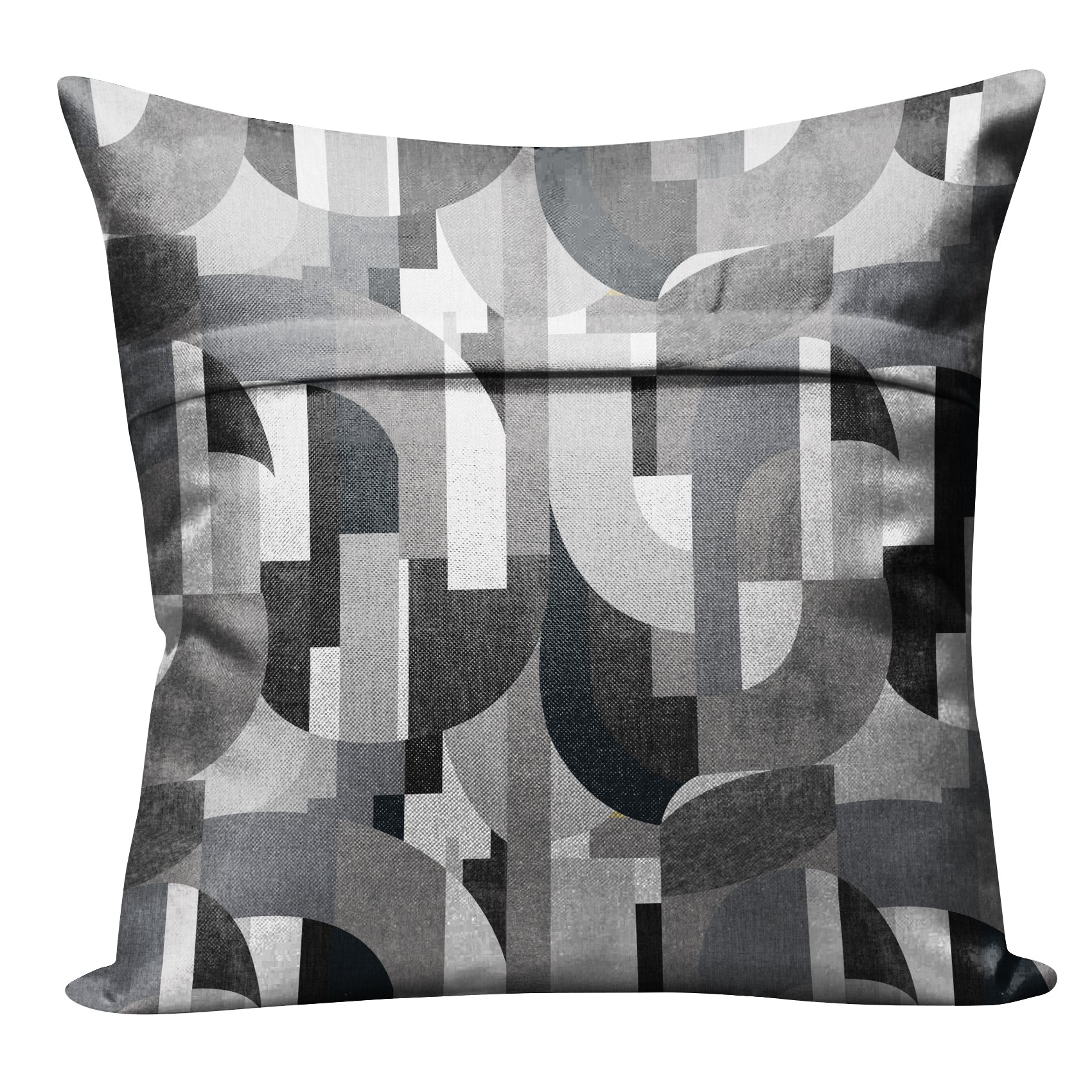 ILLUSION CURVES DIGITAL PRINTED CUSHION COVER BLACK/GREY (Pack of 2)