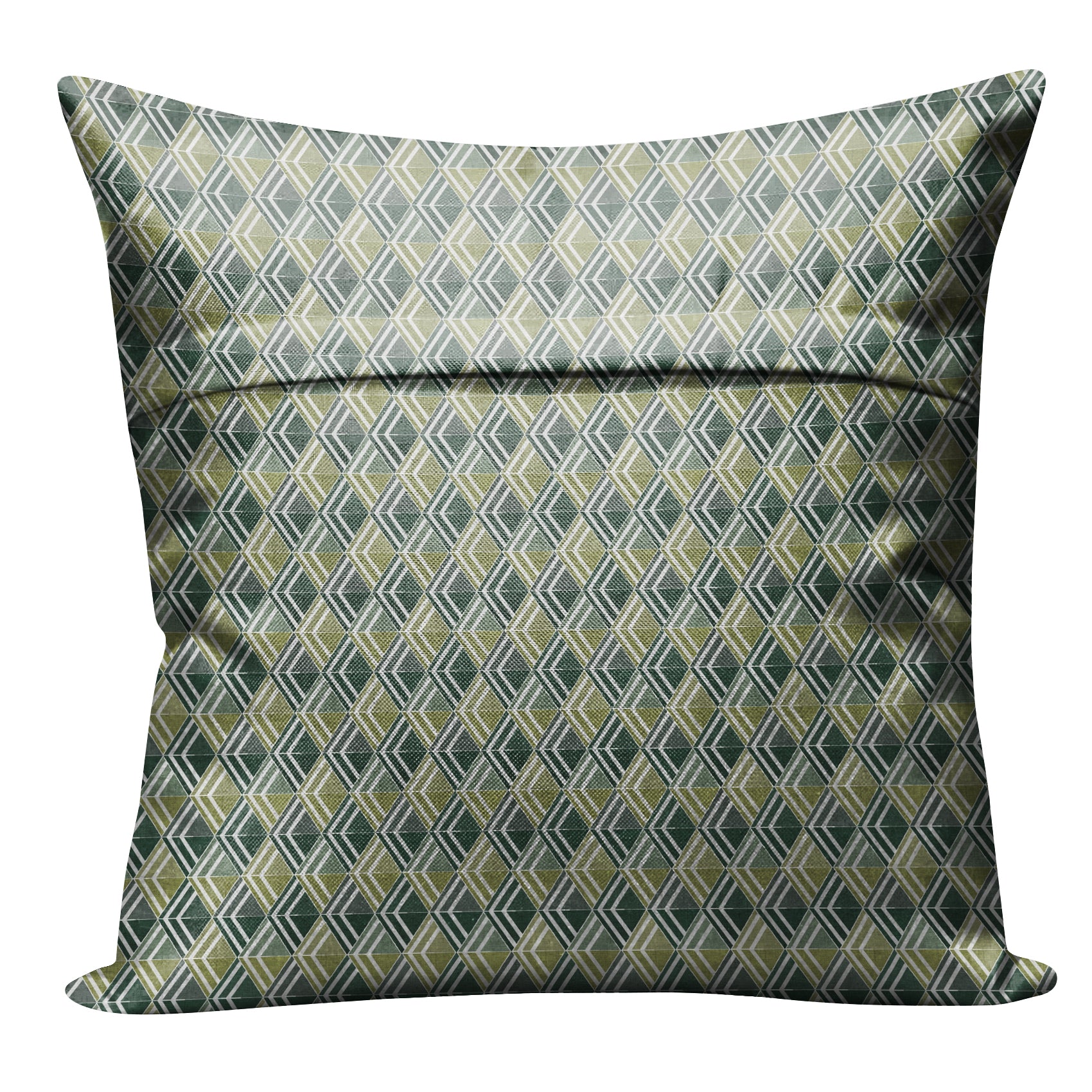 ILLUSION MULTI TRIANGLE DIGITAL PRINTED CUSHION COVER OLIVE/GREEN (Pack of 2)