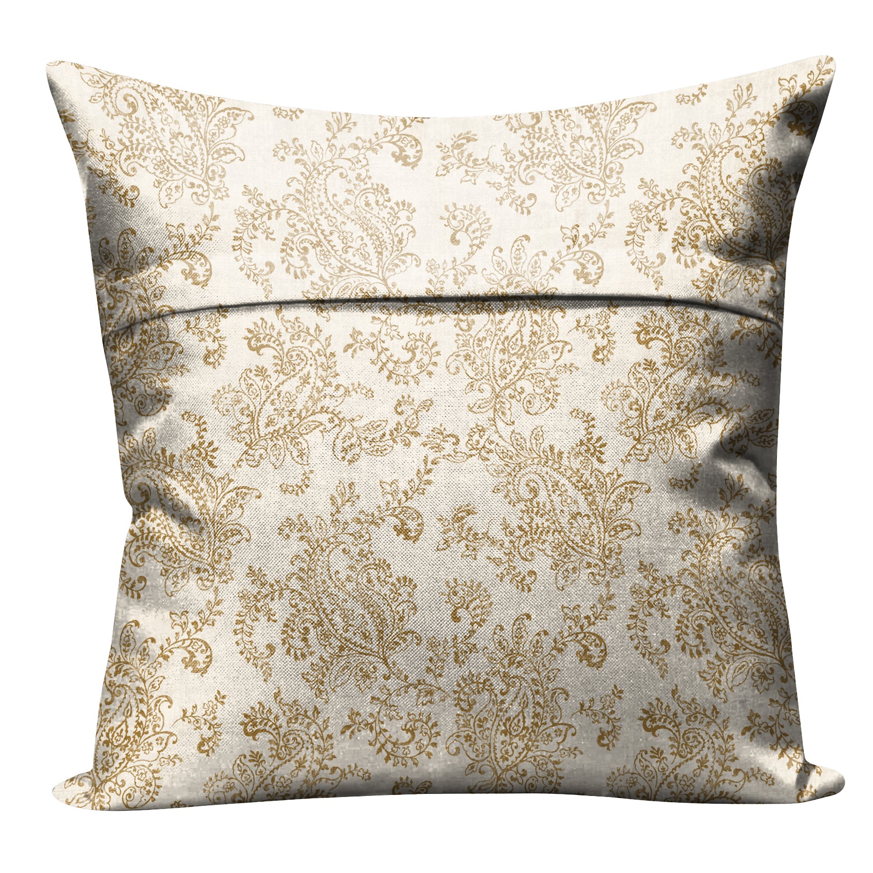 JODHPUR FLOWERS DIGITAL PRINTED CUSHION COVER WHITE AND CAMEL (Pack of 2)