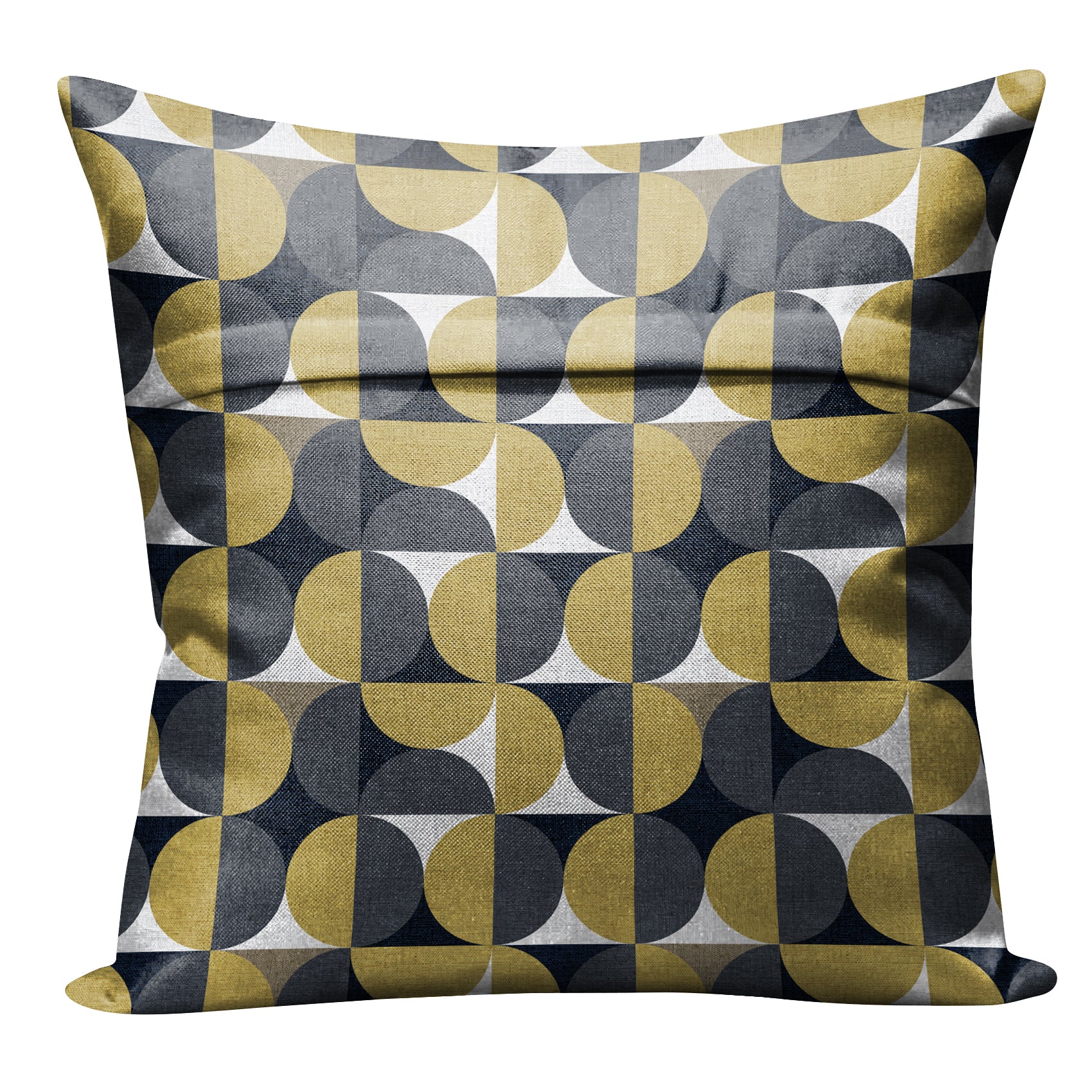 ILLUSION CIRCLE DIGITAL PRINTED CUSHION COVER YELLOW/BLACK (Pack of 2)