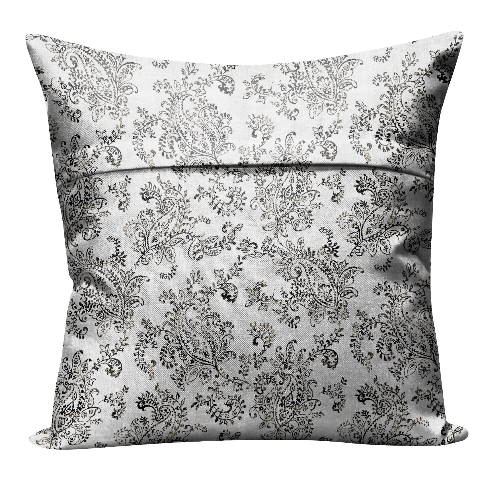 JODHPUR FLOWERS DIGITAL PRINTED CUSHION COVER WHITE AND BLACK (Pack of 2)