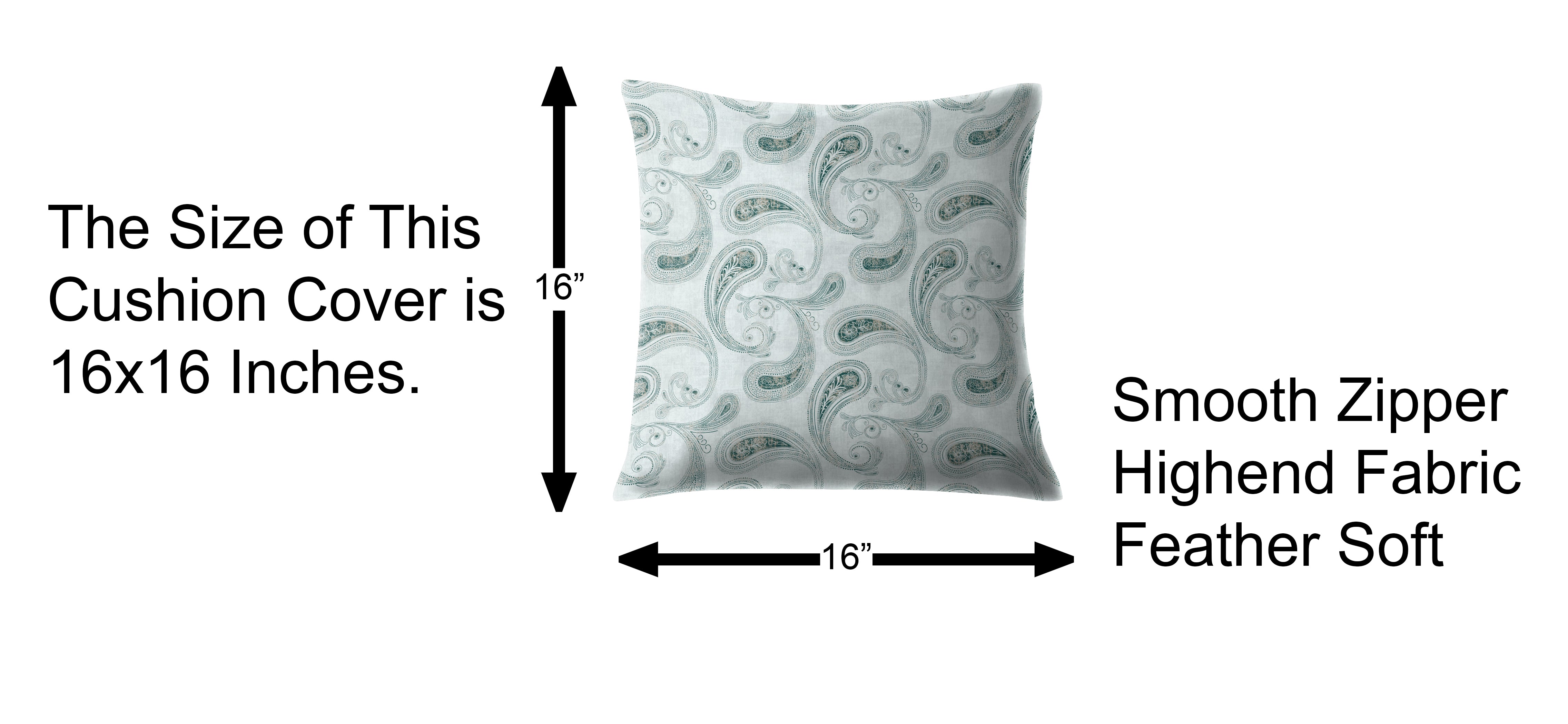 JODHPUR PAISLEY DIGITAL PRINTED CUSHION COVER WHITE/BLUE (Pack of 2)