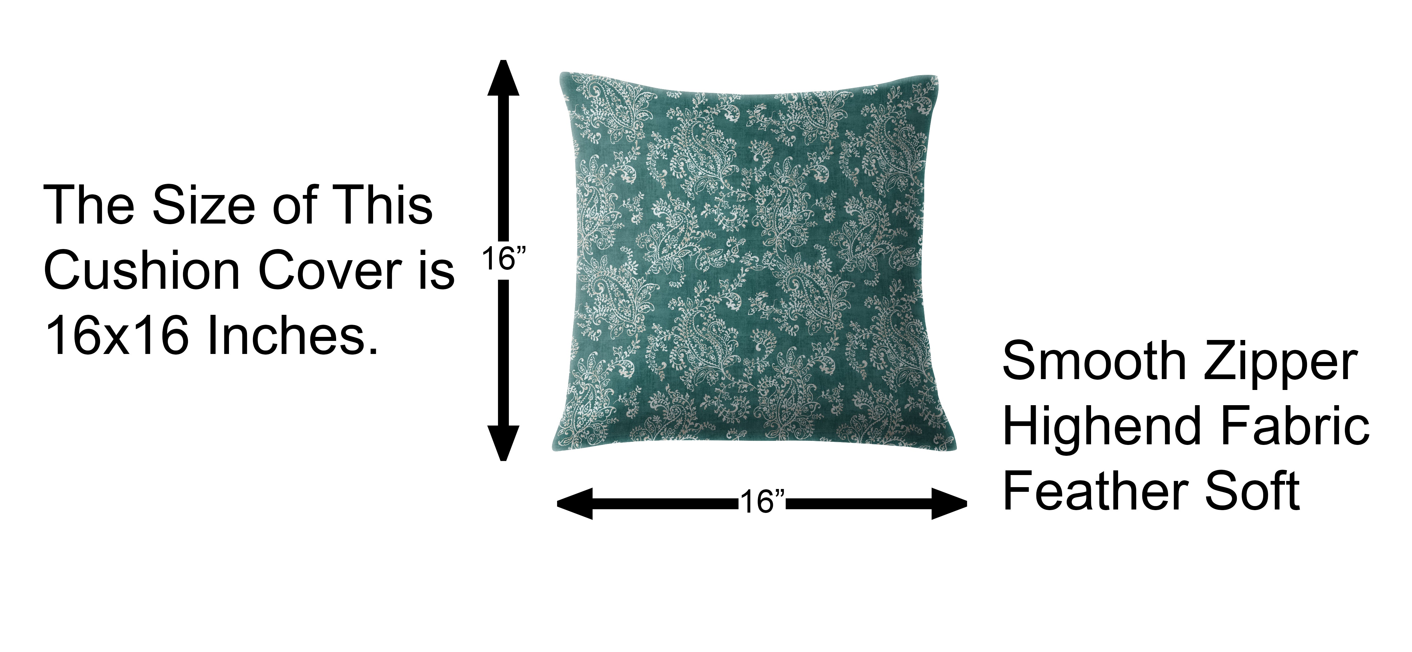 JODHPUR FLOWERS DIGITAL PRINTED CUSHION COVER TEAL (Pack of 2)