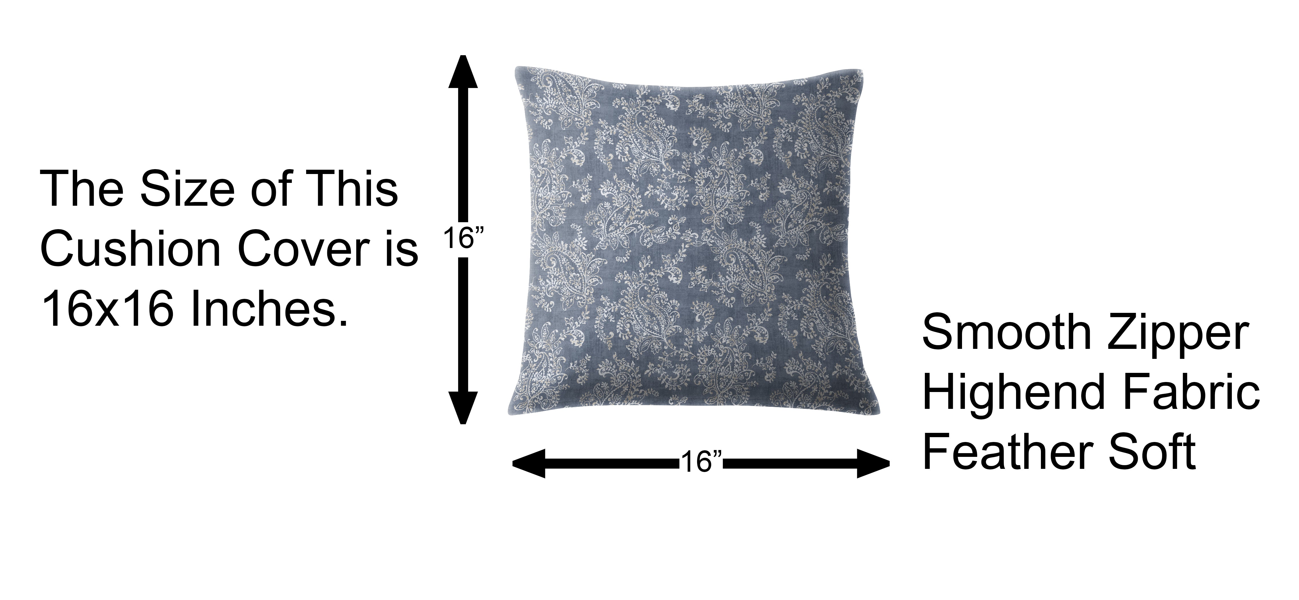 JODHPUR FLOWERS DIGITAL PRINTED CUSHION COVER INDIGO (Pack of 2)