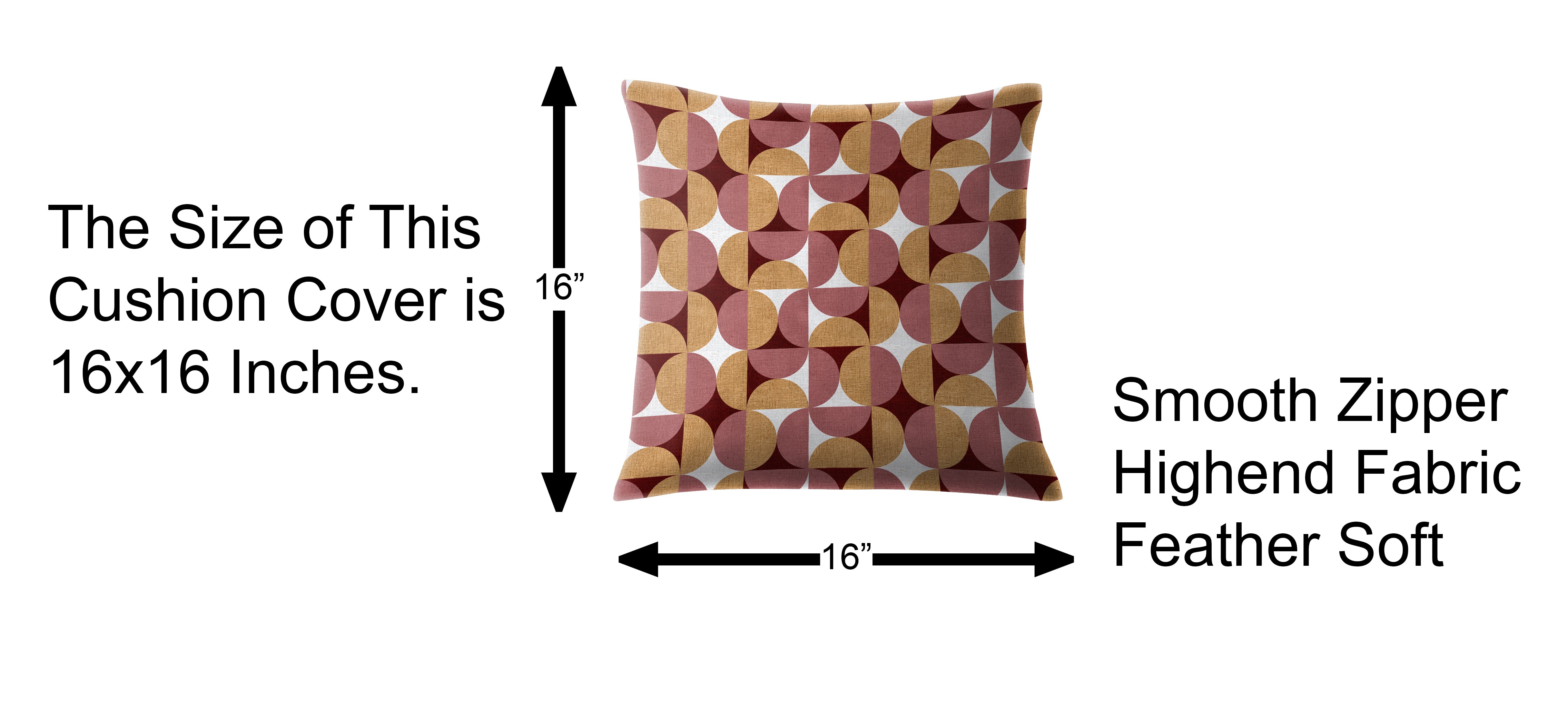 ILLUSION CIRCLE DIGITAL PRINTED CUSHION COVER CAMEL/PINK (Pack of 2)