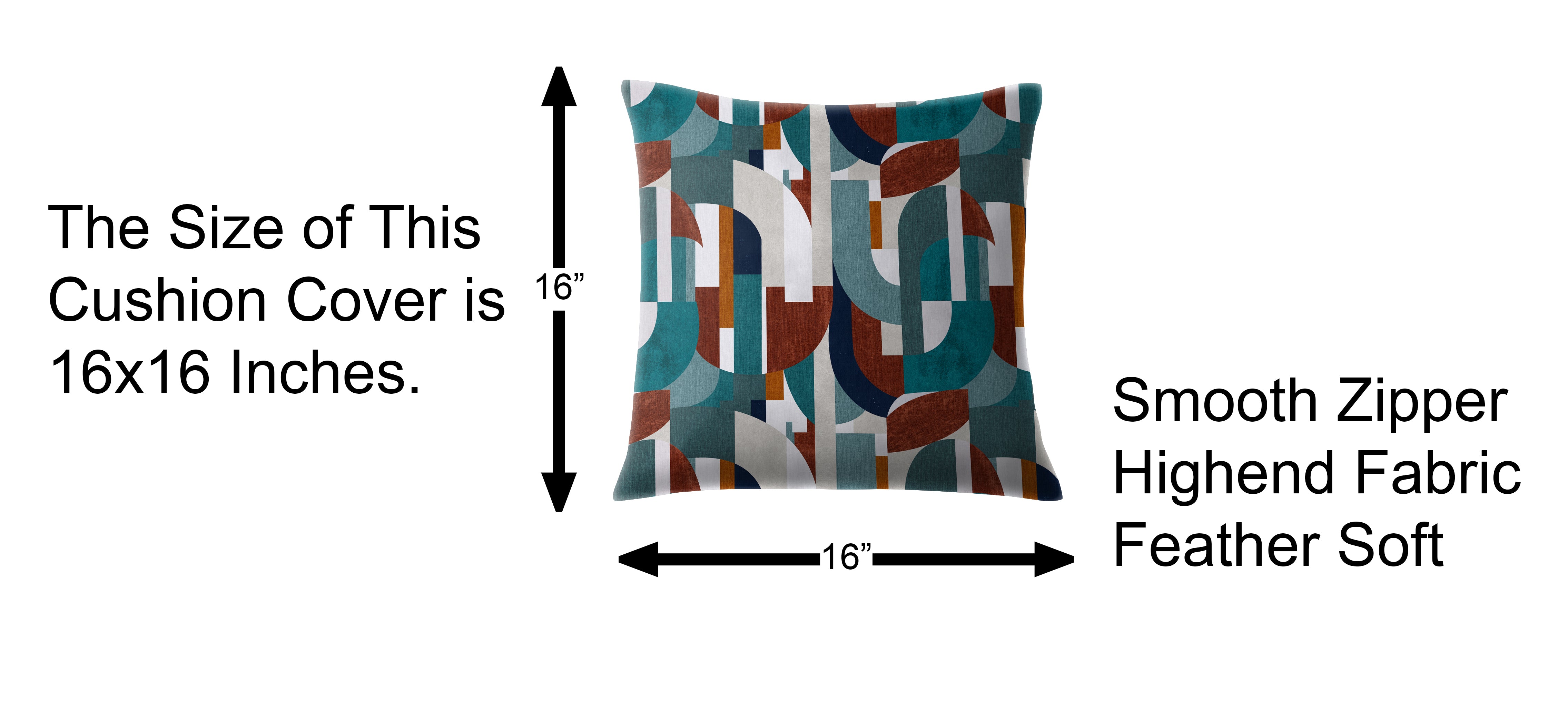 ILLUSION CURVES DIGITAL PRINTED CUSHION COVER TEAL/BROWN (Pack of 2)