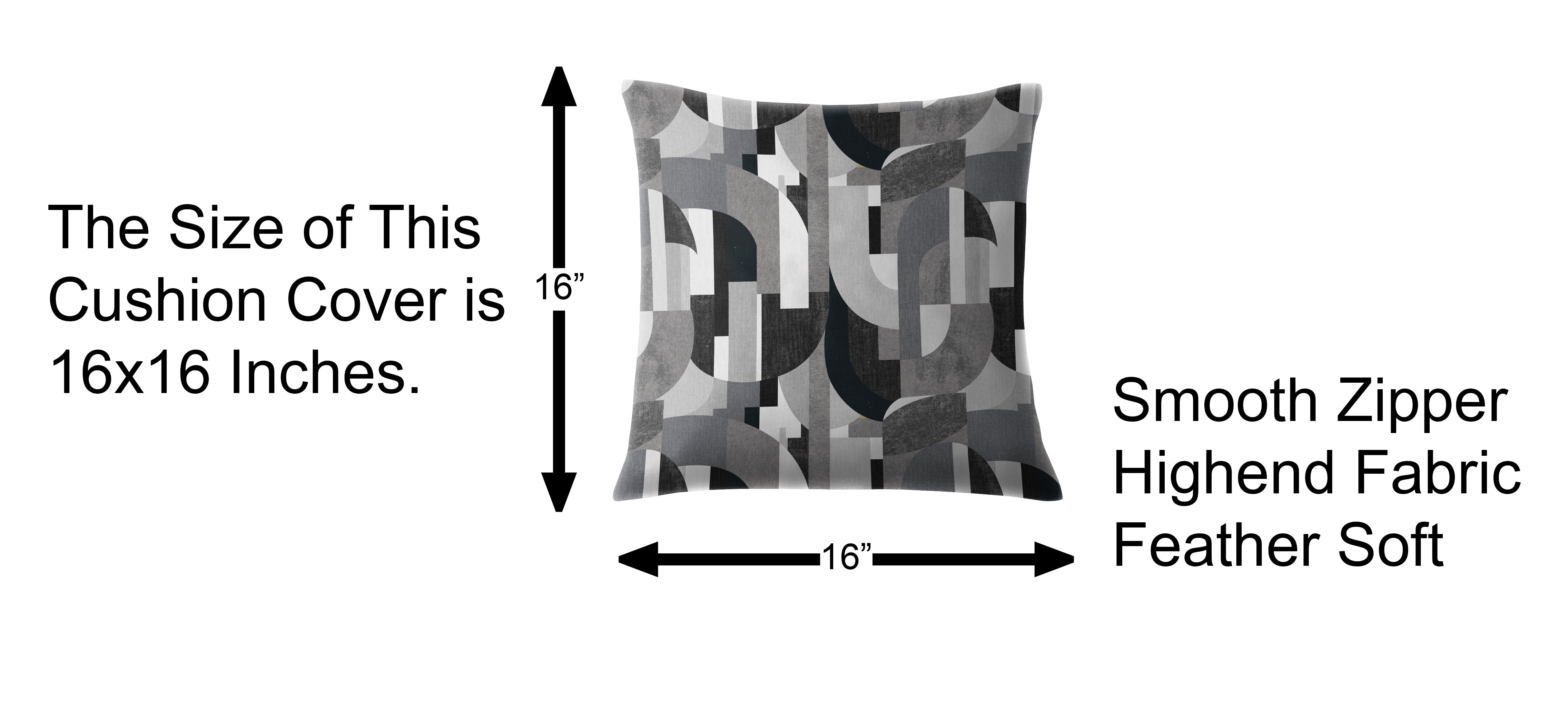 ILLUSION CURVES DIGITAL PRINTED CUSHION COVER BLACK/GREY (Pack of 2)
