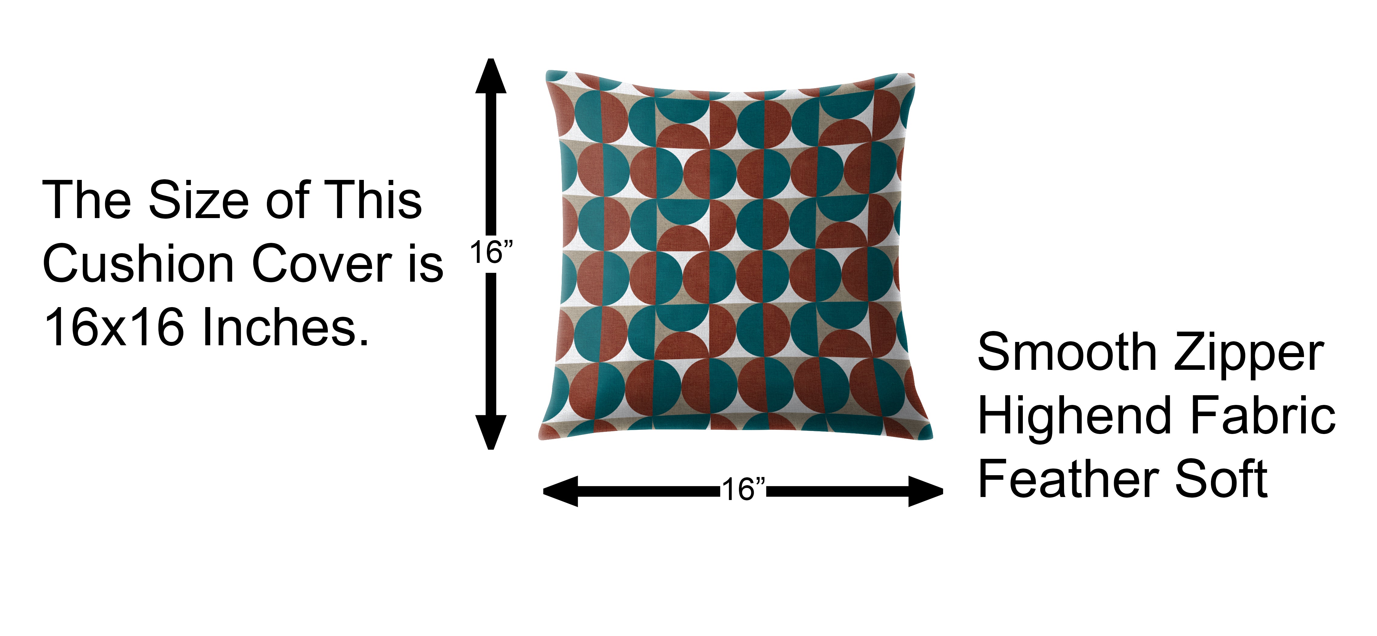 ILLUSION CIRCLE DIGITAL PRINTED CUSHION COVER BROWN/TEAL (Pack of 2)