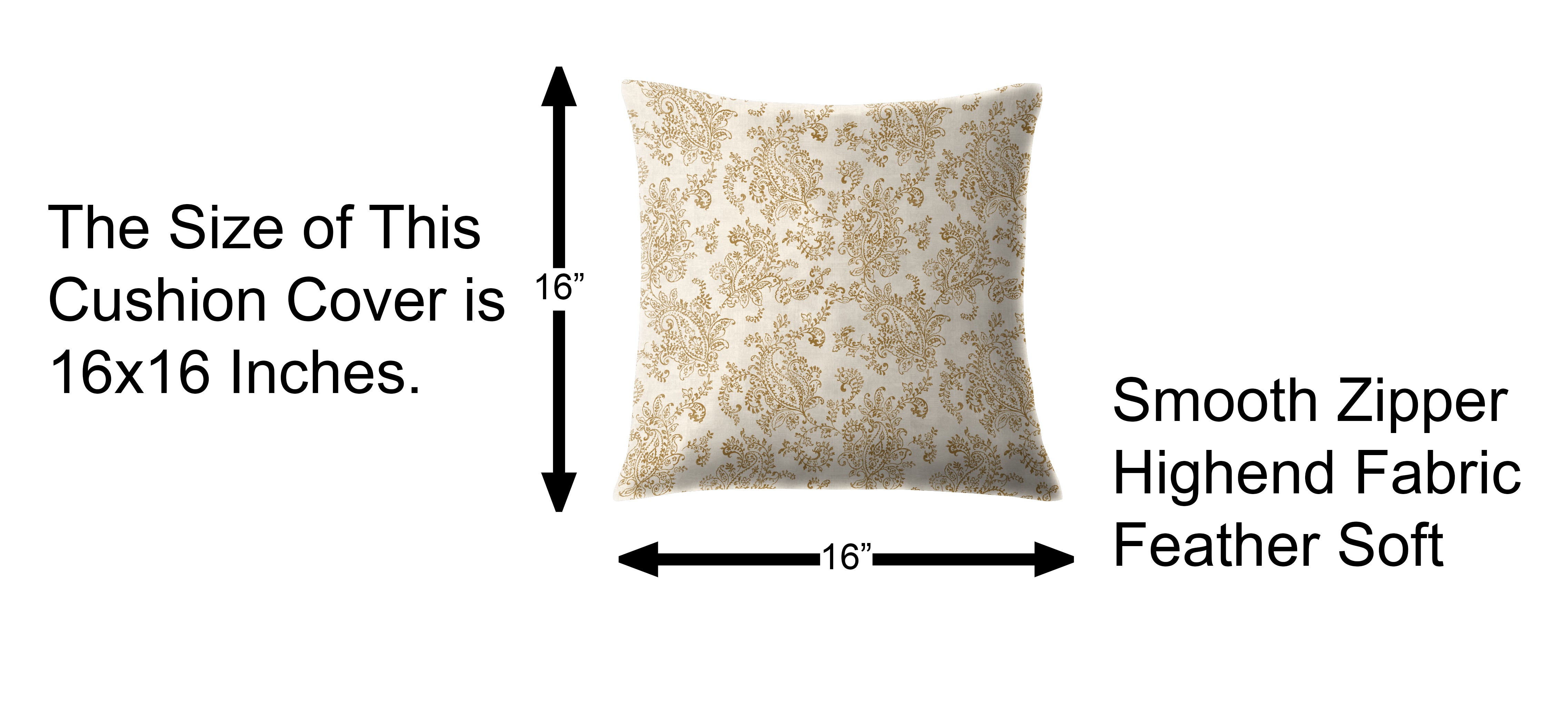 JODHPUR FLOWERS DIGITAL PRINTED CUSHION COVER WHITE AND CAMEL (Pack of 2)