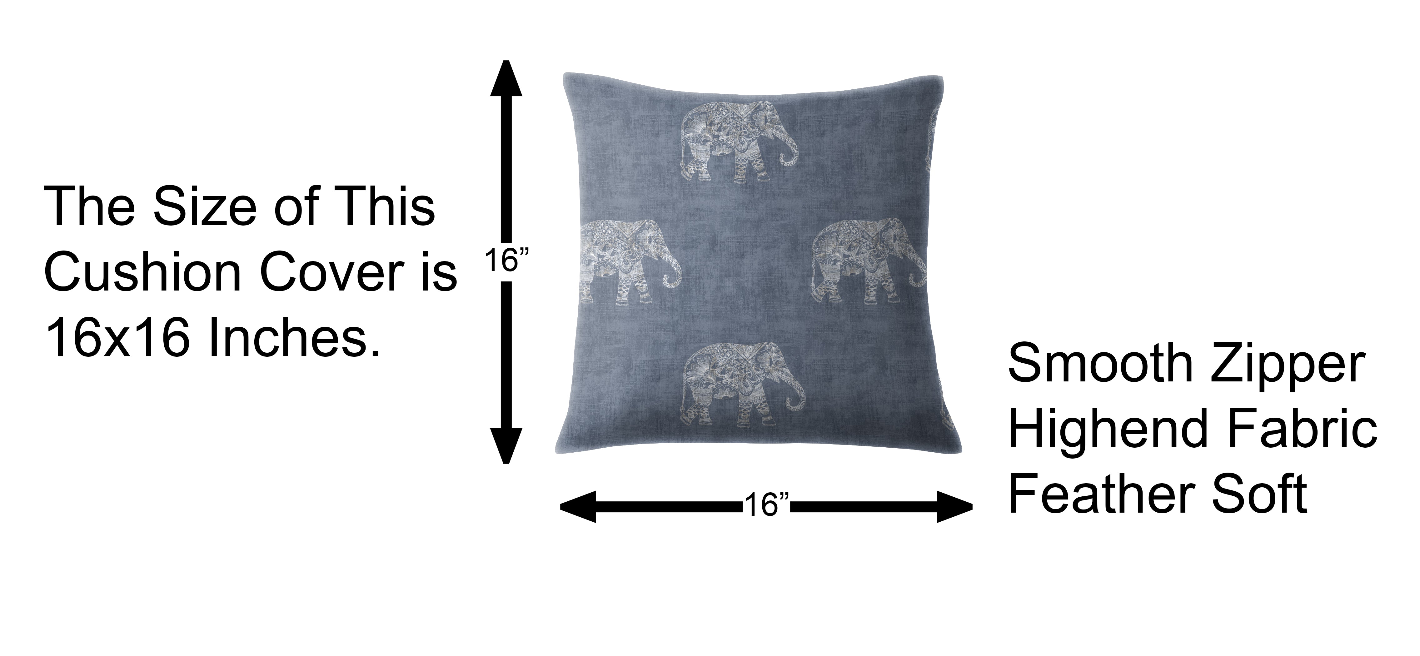 JODHPUR ELEPHANT DIGITAL PRINTED CUSHION COVER INDIGO (Pack of 2)
