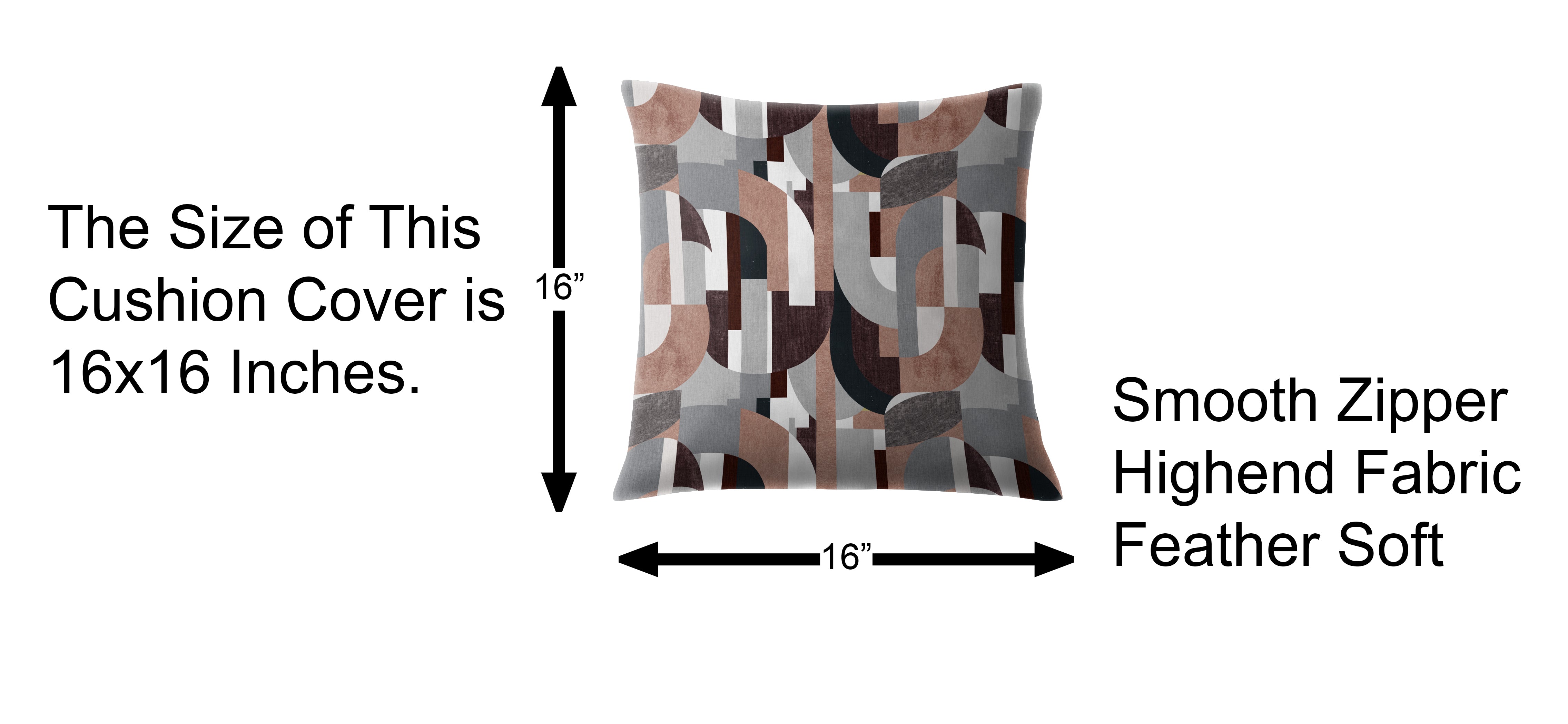 ILLUSION CURVES DIGITAL PRINTED CUSHION COVER BROWN/GREY (Pack of 2)