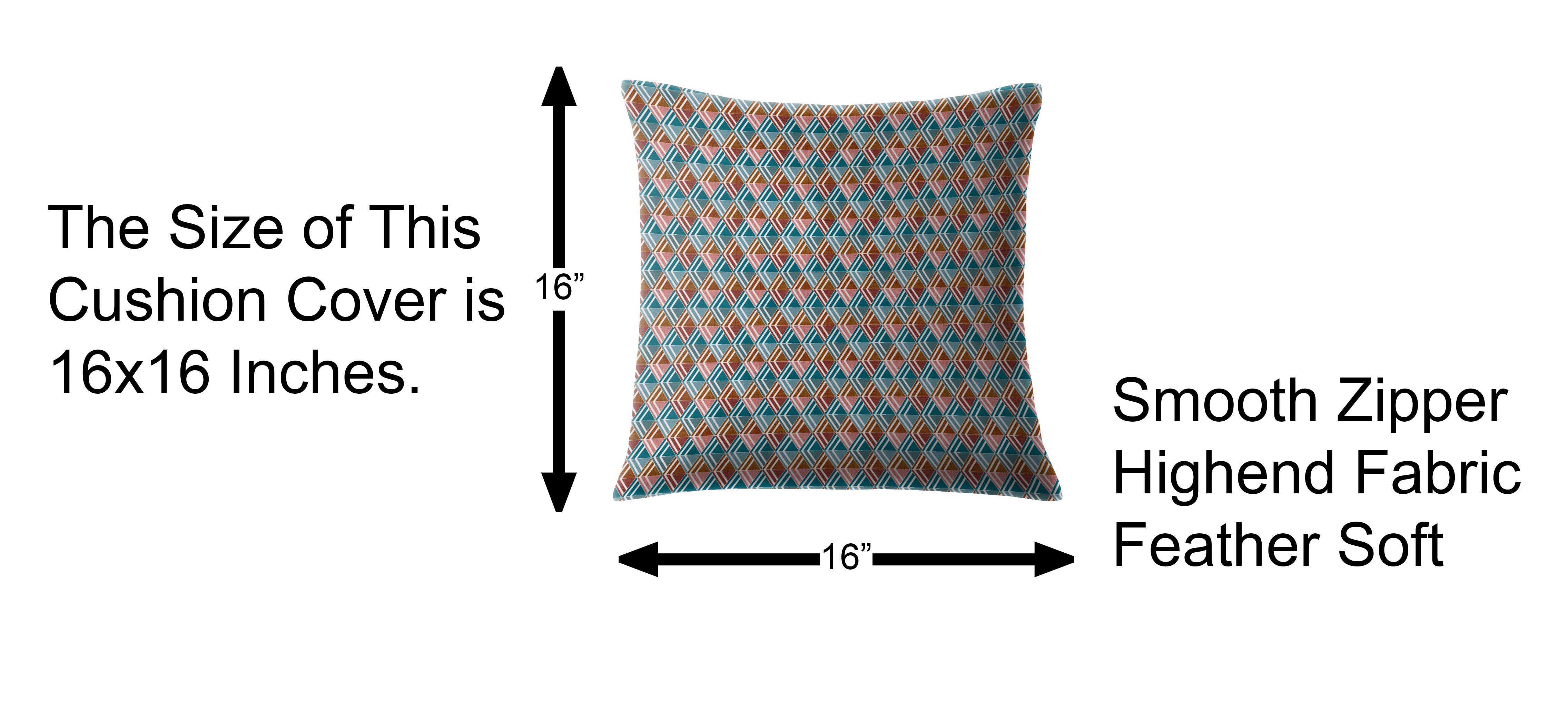 ILLUSION MULTI TRIANGLE DIGITAL PRINTED CUSHION COVER CAMEL/PINK (Pack of 2)