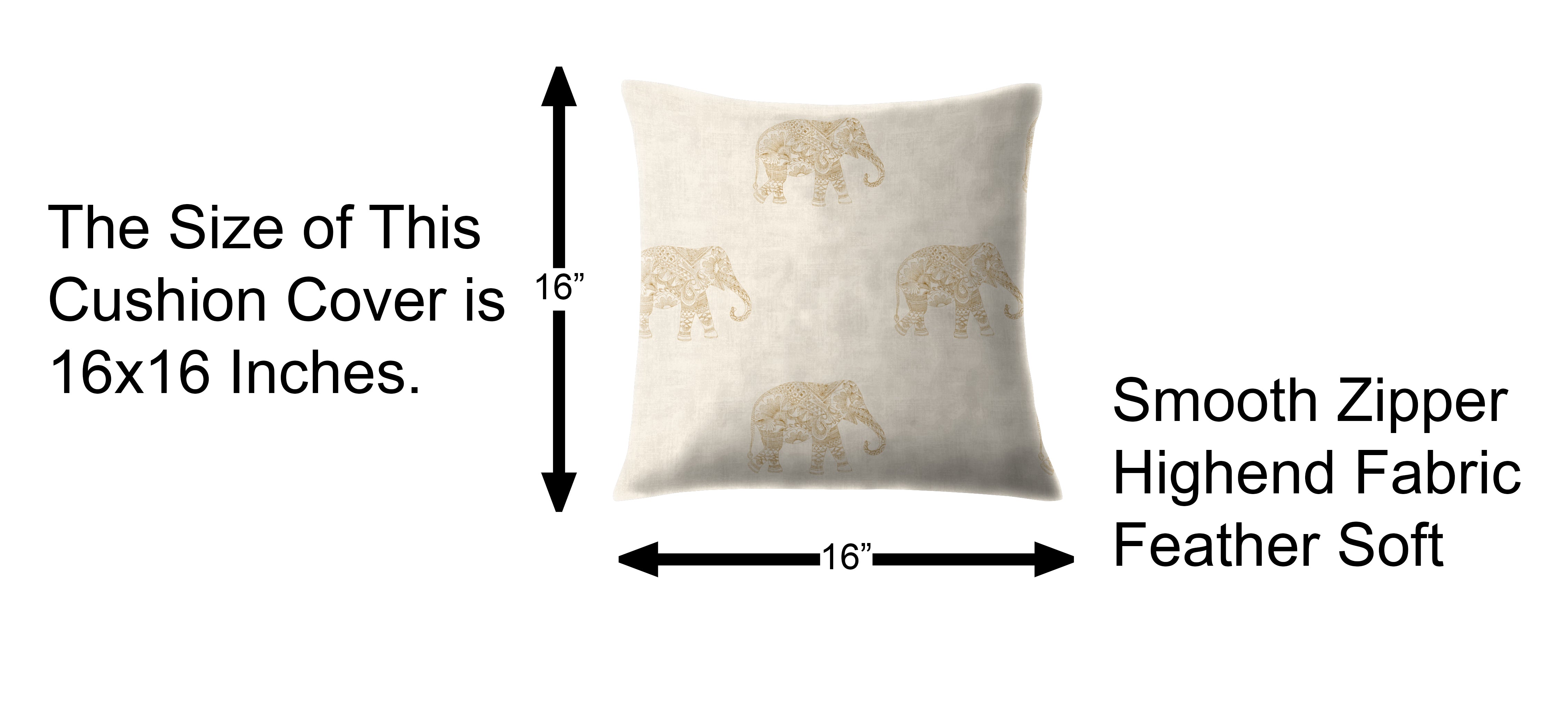 JODHPUR ELEPHANT DIGITAL PRINTED CUSHION COVER BISCUIT (Pack of 2)