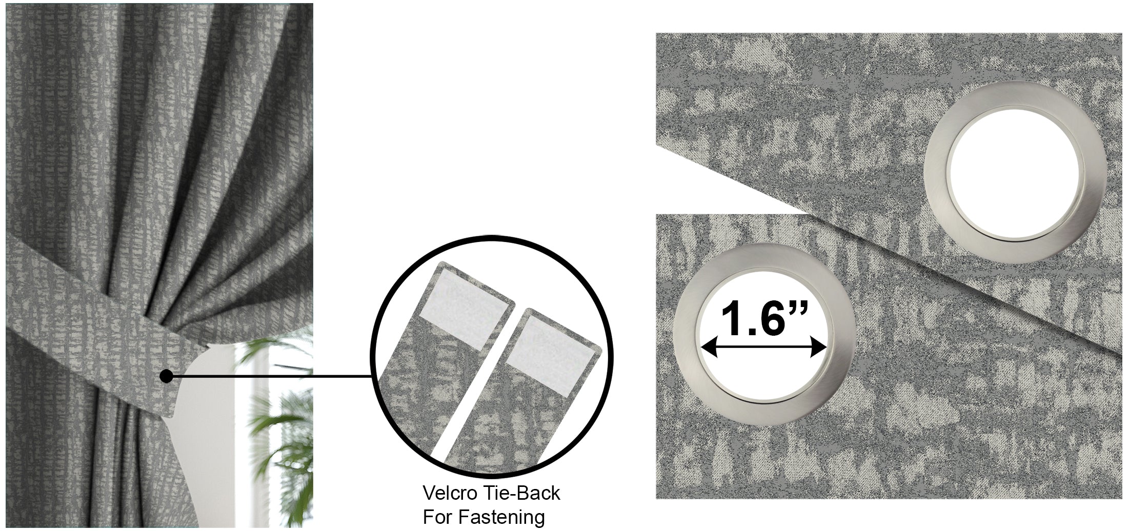VALENCIA TEX GREY PRINTED BLACKOUT CURTAIN
