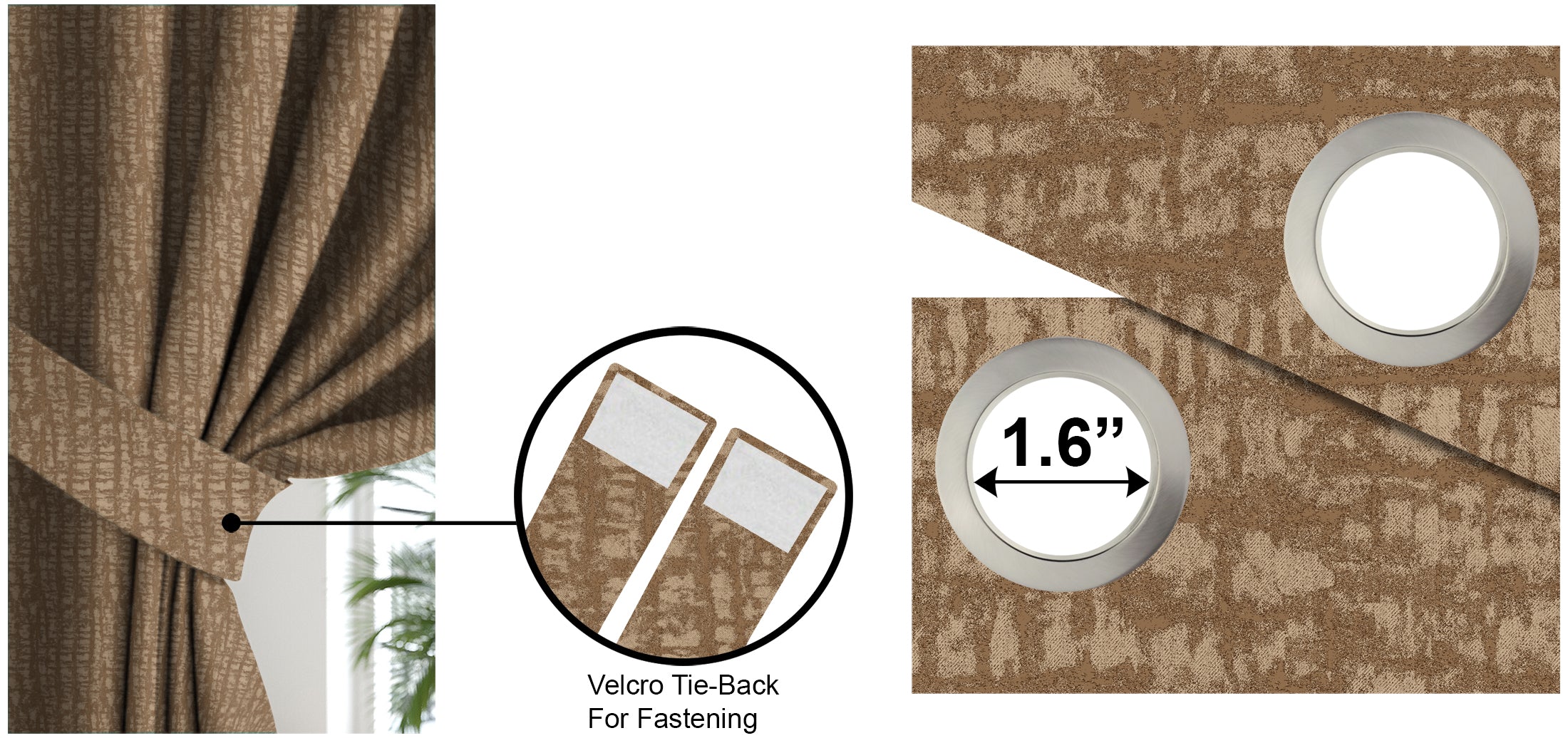 VALENCIA TEX COFFEE PRINTED BLACKOUT CURTAINS