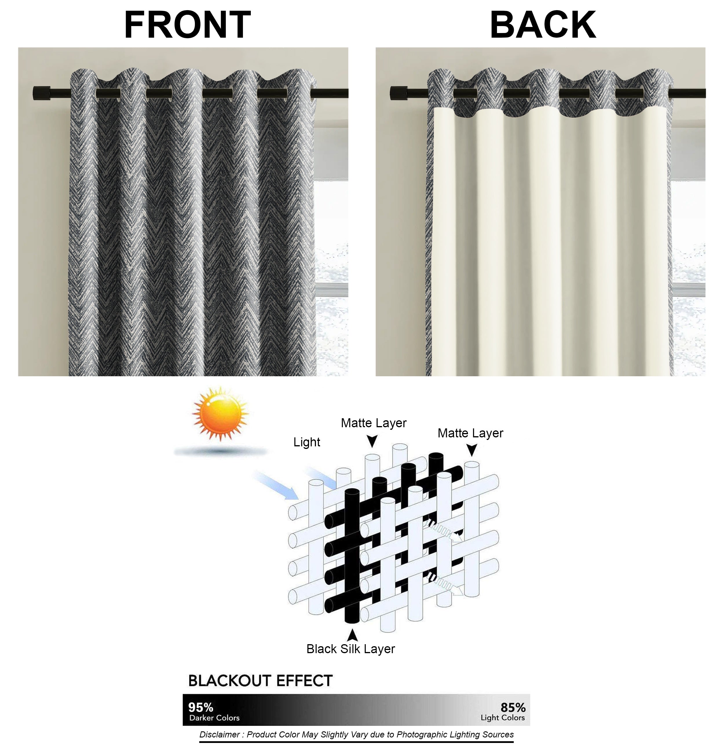 SONORA GREY PRINTED BLACKOUT CURTAIN