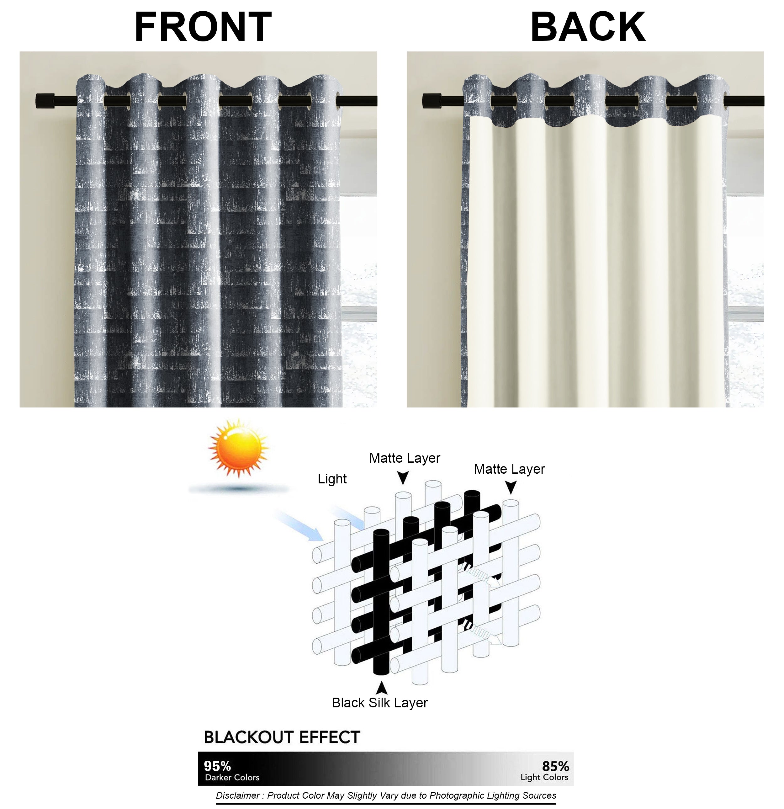 MALAGA DARK GREY PRINTED BLACKOUT CURTAINS
