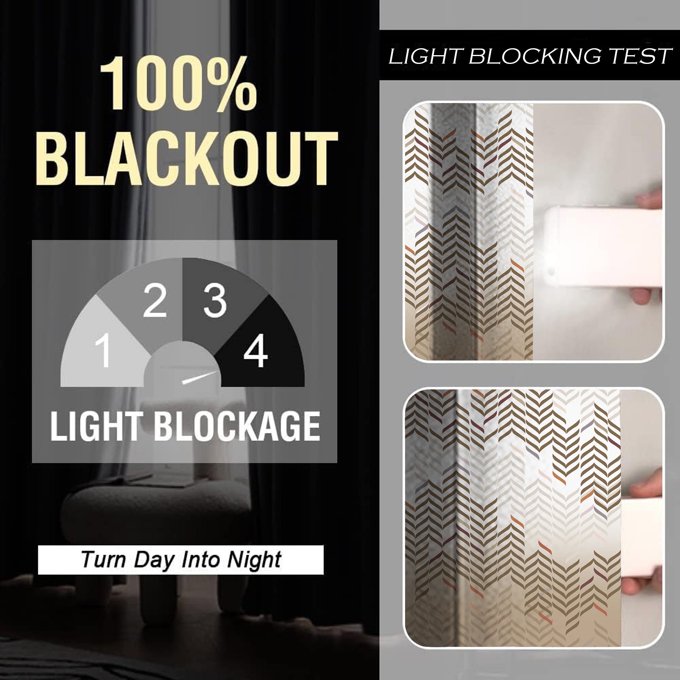 JORDAN COFFEE PRINTED BLACKOUT CURTAIN