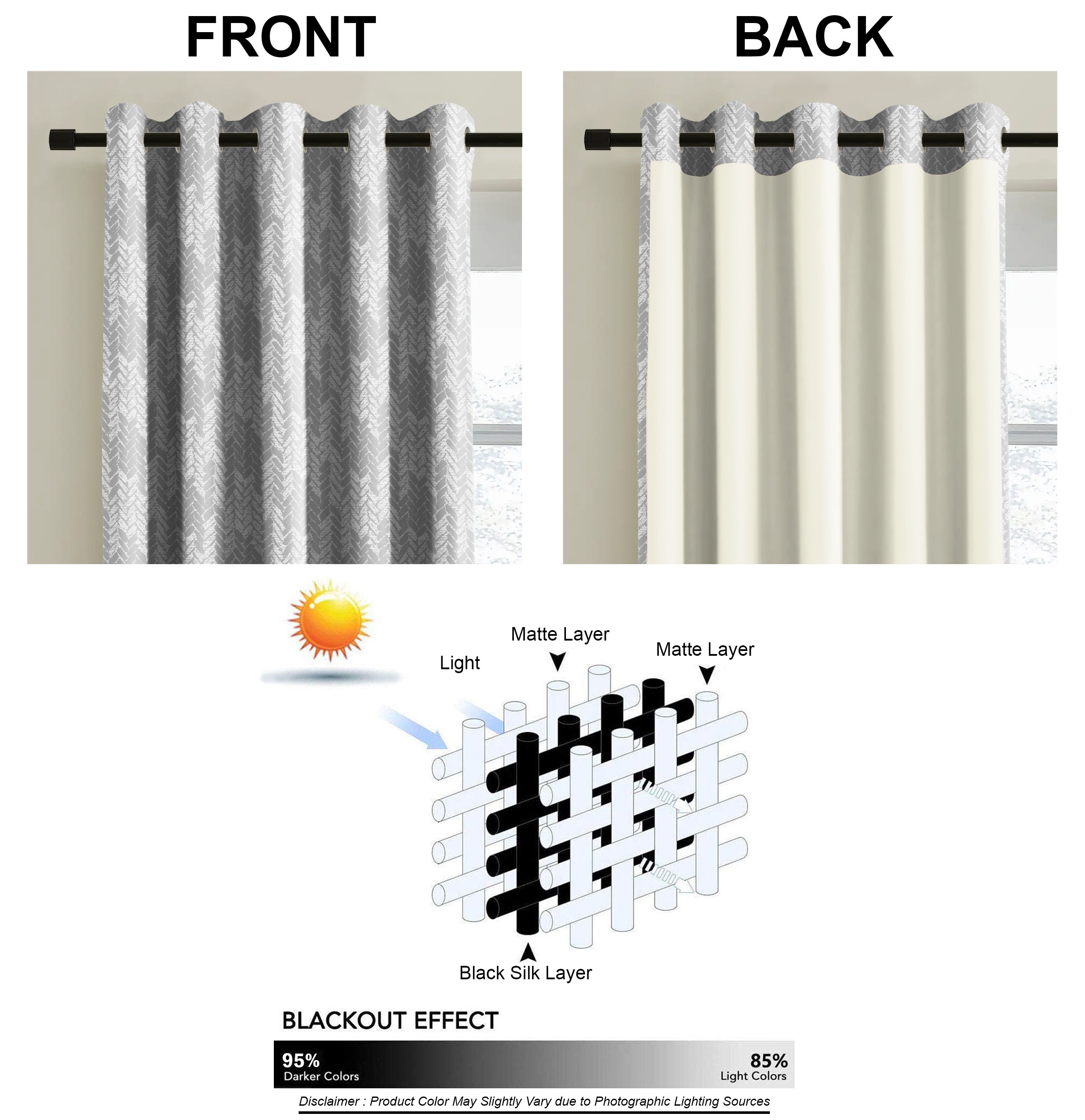 EDINA GREY PRINTED BLACKOUT CURTAIN