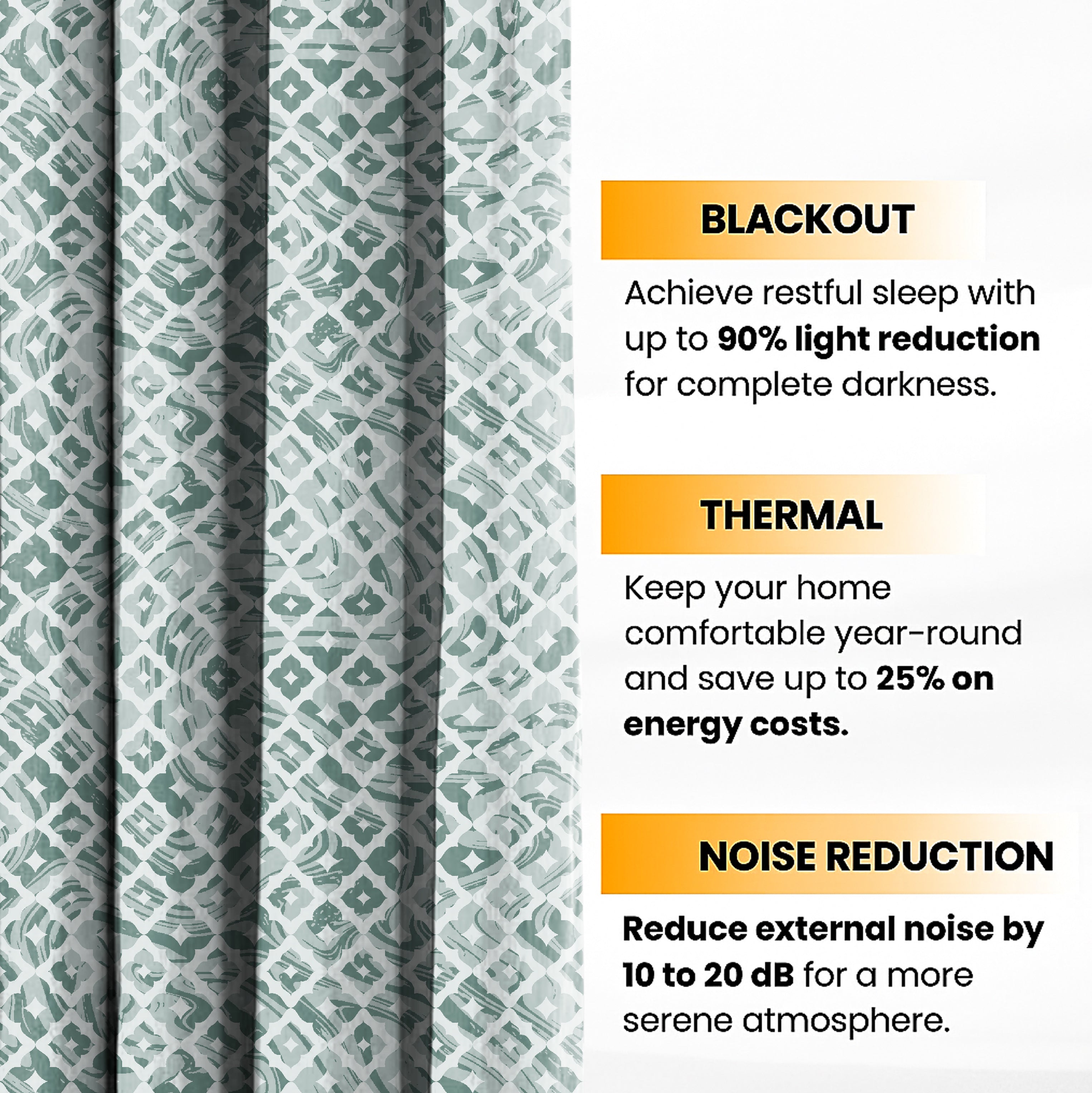 HARLOW SEAGREEN PRINTED BLACKOUT CURTAIN