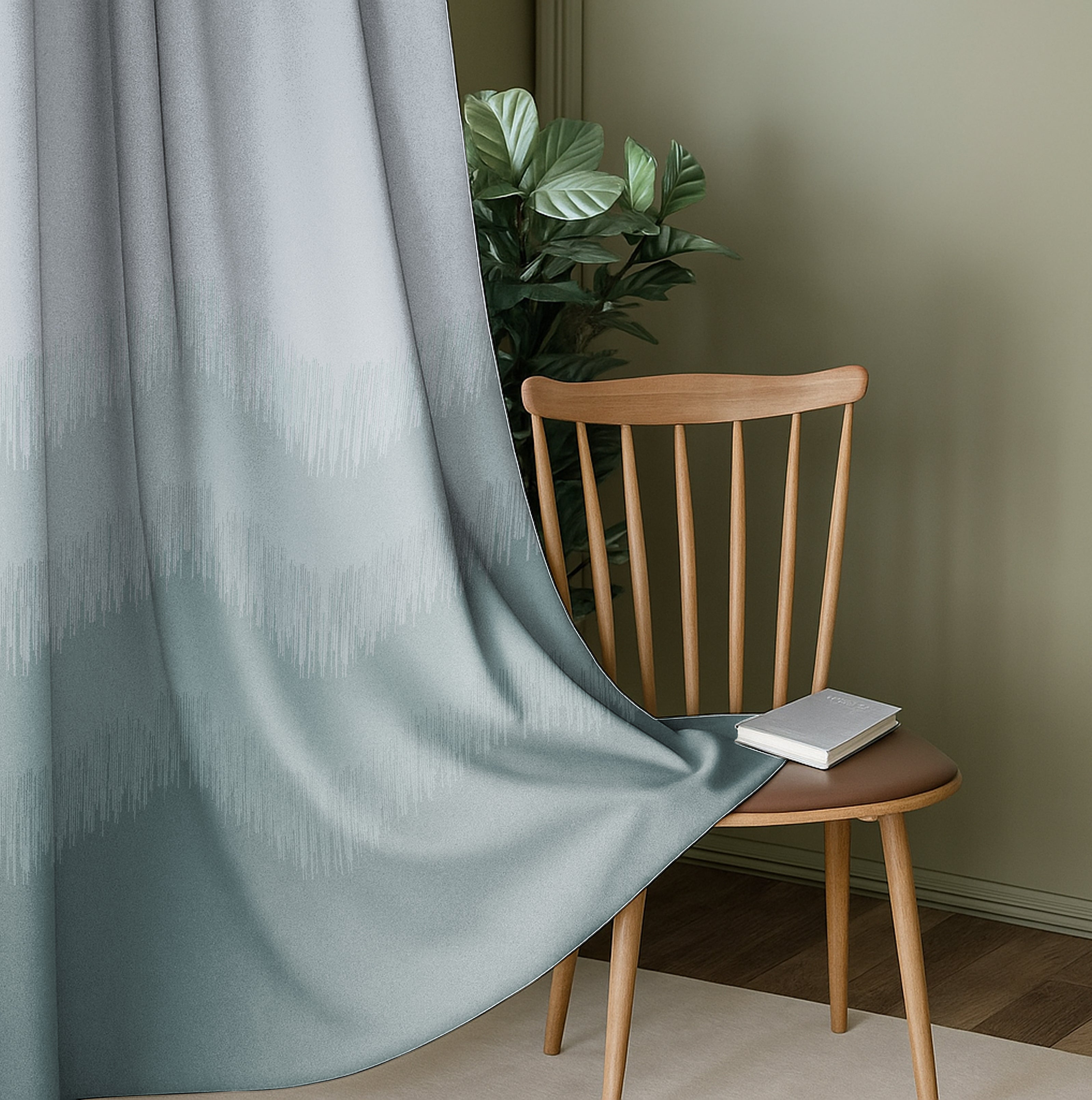 KUDO TIFFANY BLUE PRINTED BLACKOUT CURTAIN