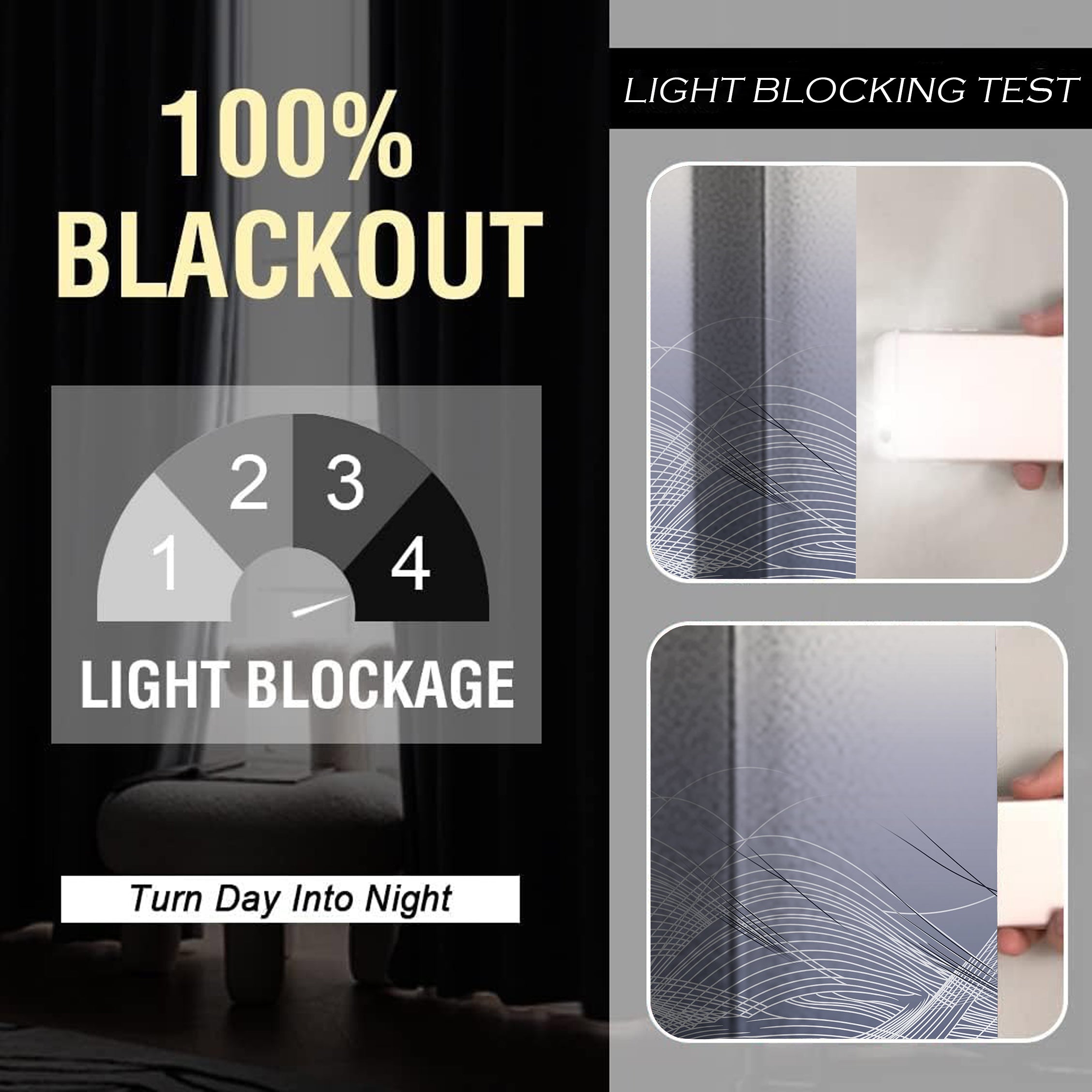 EVELYN GREY PRINTED BLACKOUT CURTAIN