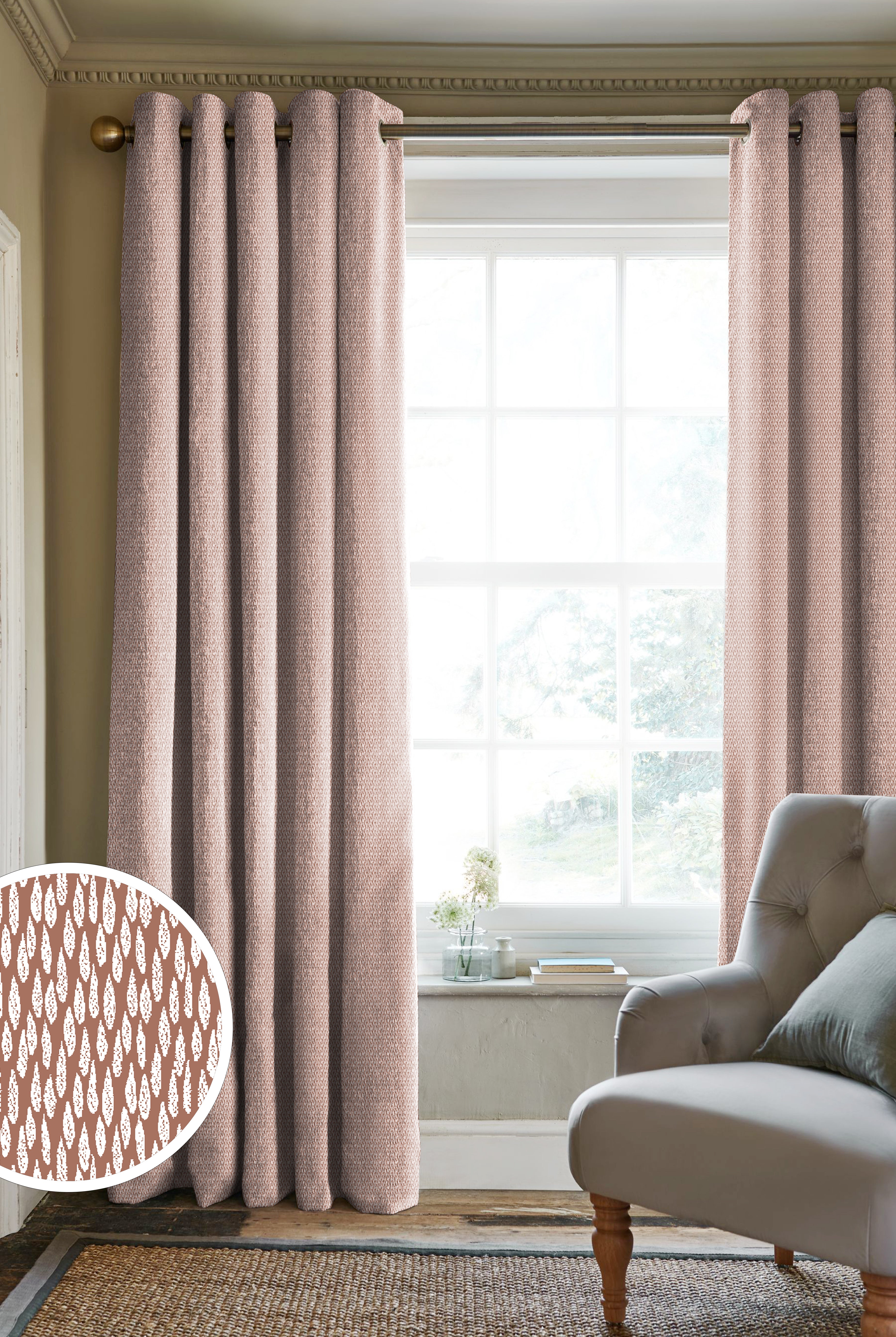 NORWAY PINK PRINTED BLACKOUT CURTAIN