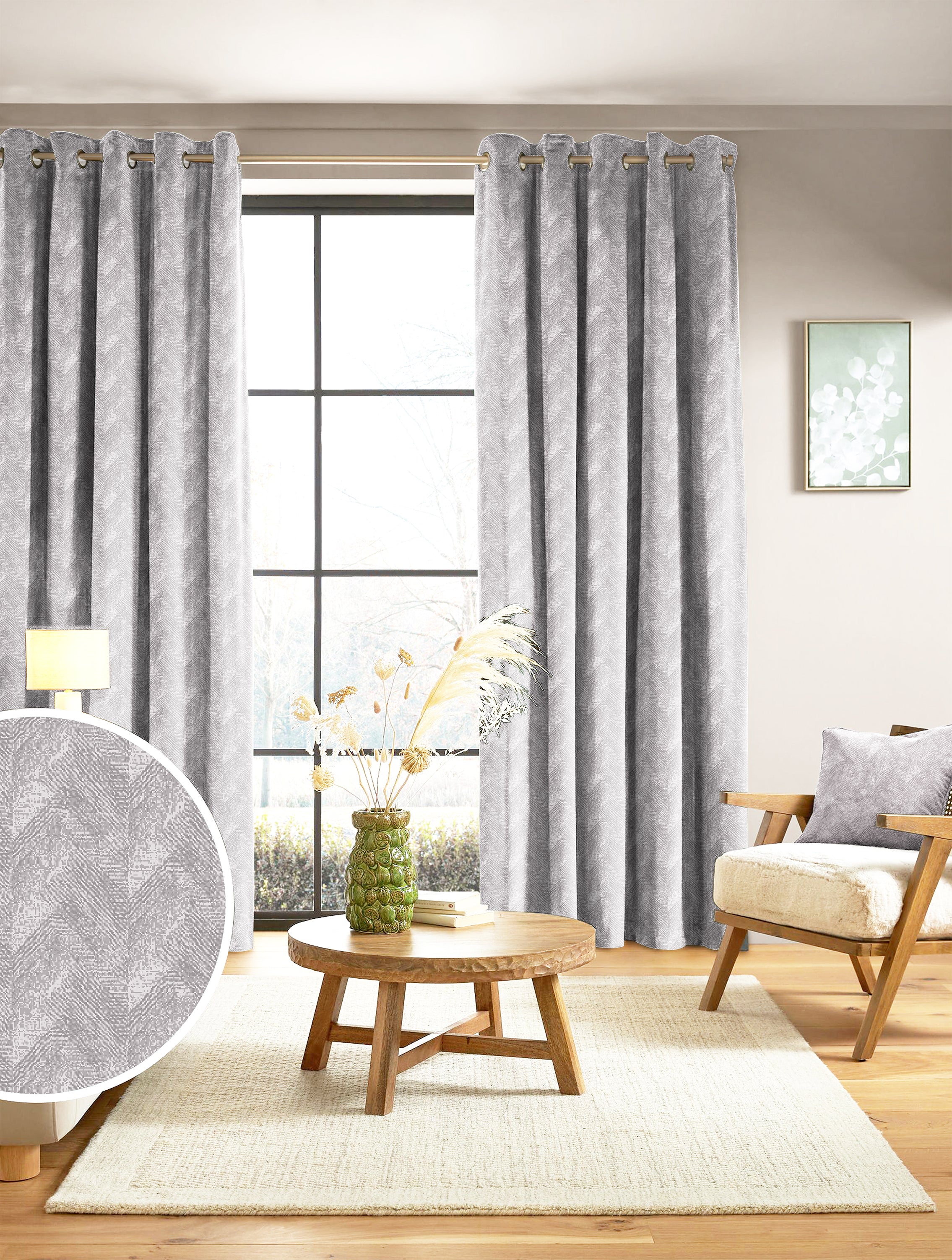 ENSLEY PEWTER PRINTED BLACKOUT CURTAIN