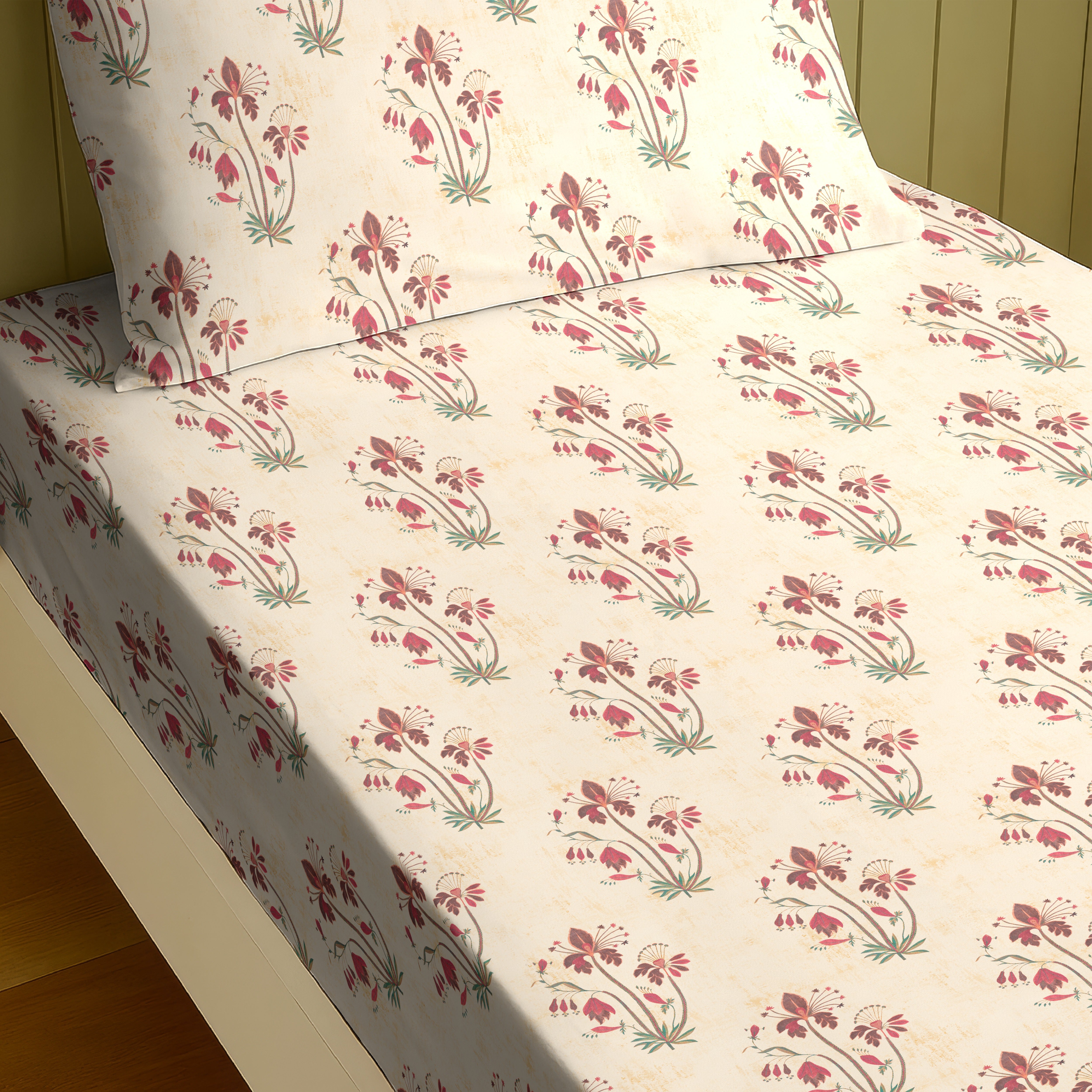 VERONA PEACH BEDSHEET WITH PILLOWCOVER