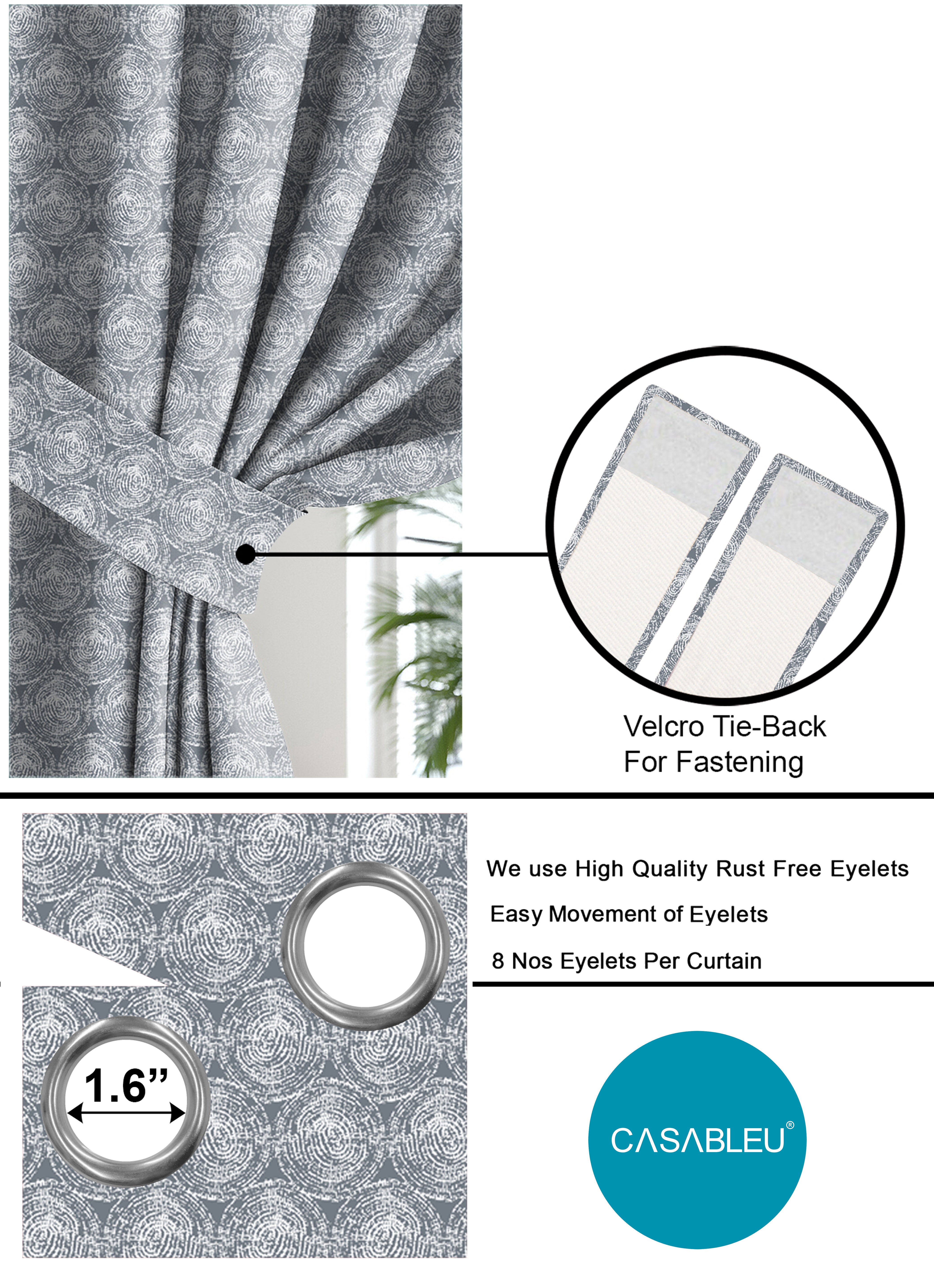 FUSION MEDIUM GRAY PRINTED CURTAIN