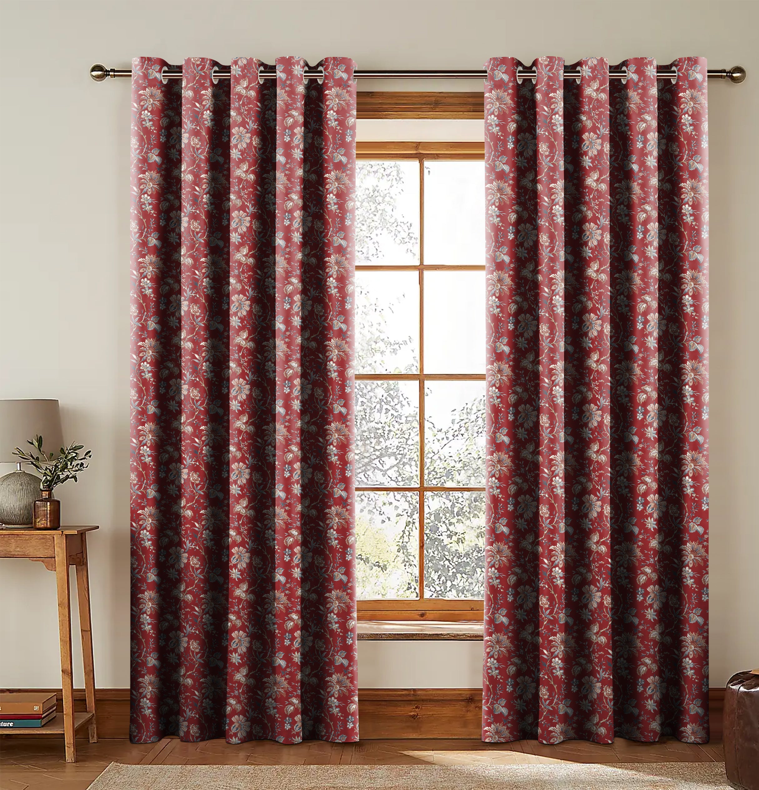ANDAMAN RED PRINTED BLACKOUT CURTAIN