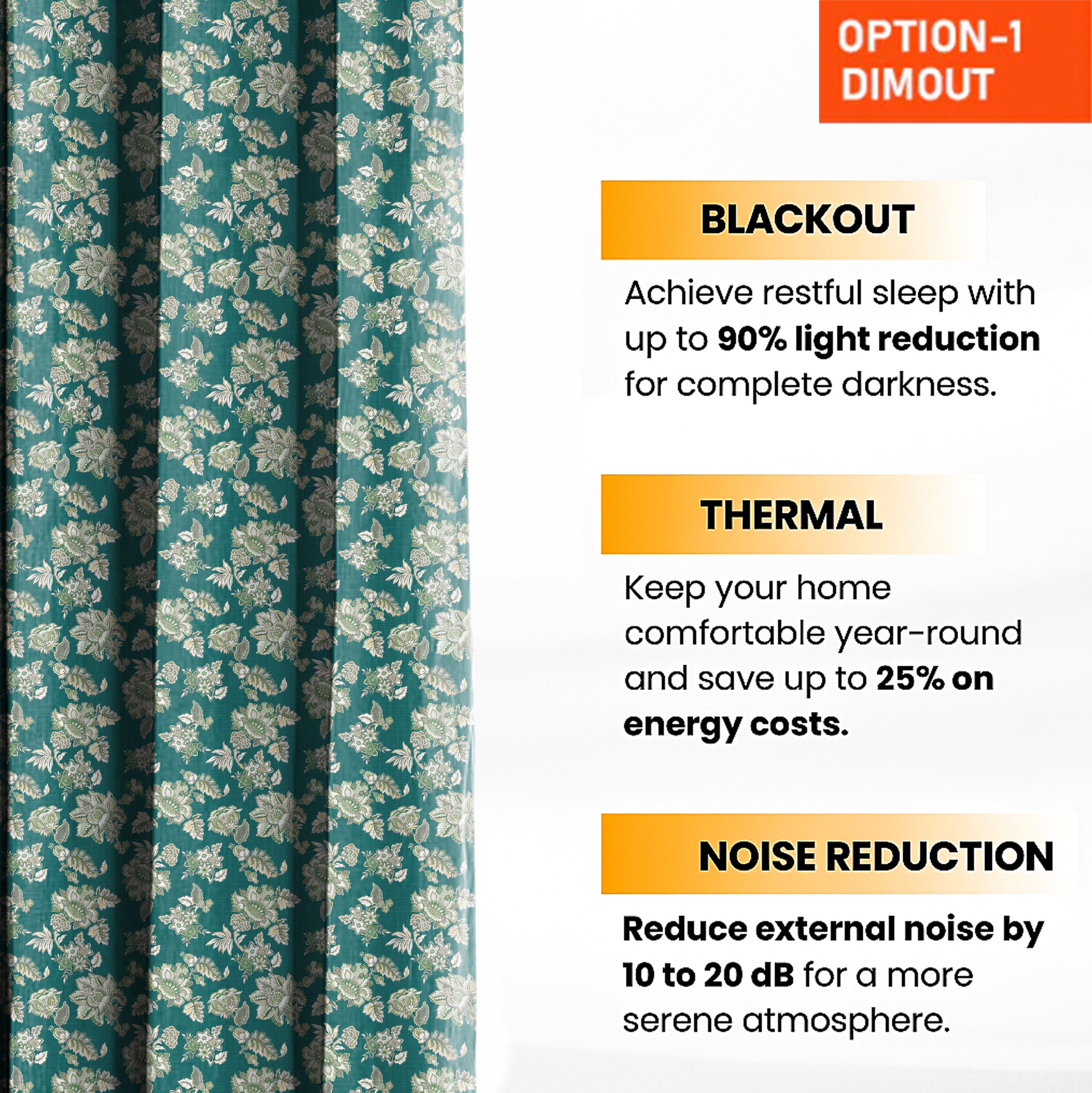 ANZIO TEAL PRINTED BLACKOUT CURTAIN