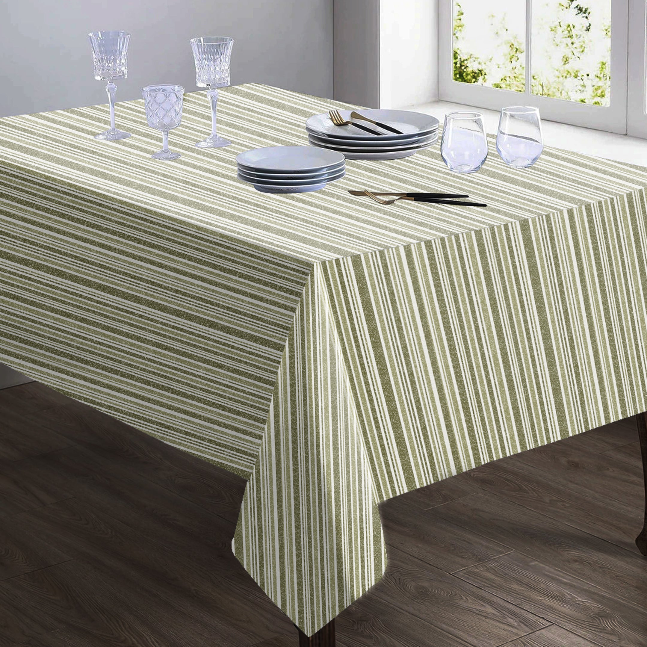 JODHPUR STRIPE OLIVE TABLE CLOTH
