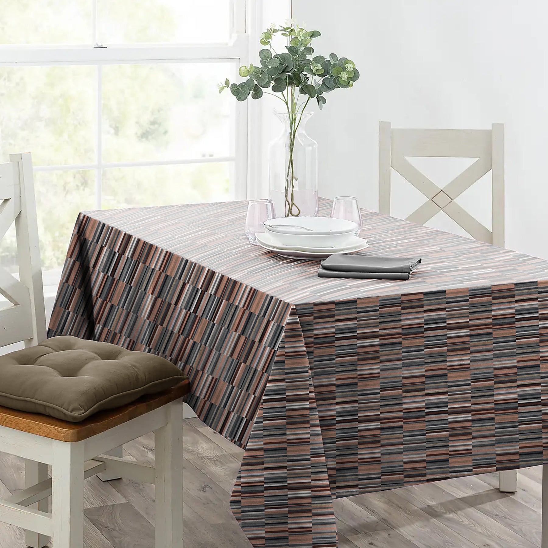 ILLUSION DASH TERRACOTTA/COFFEE TABLE CLOTH