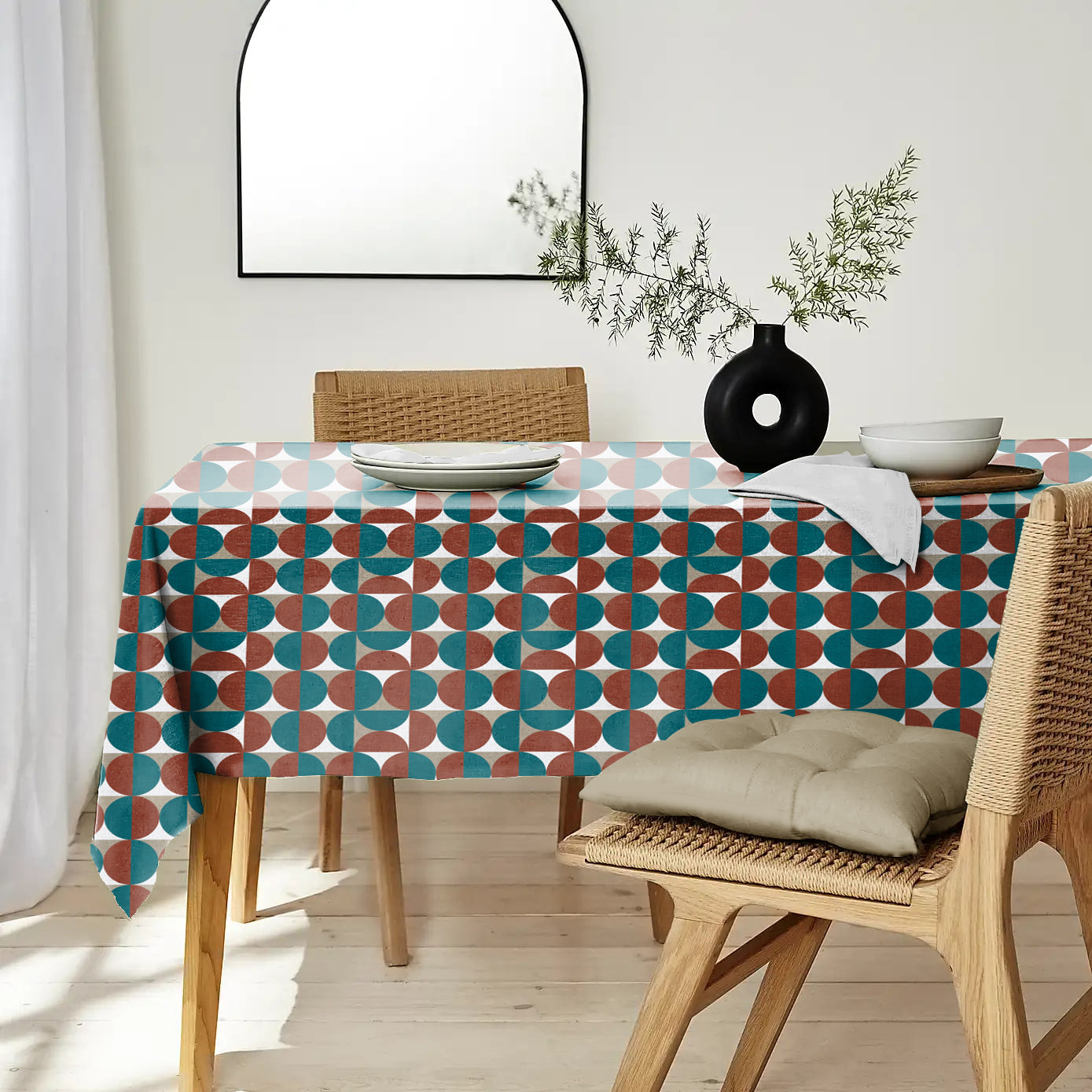 ILLUSION CIRCLE BROWN/PINK TABLE CLOTH