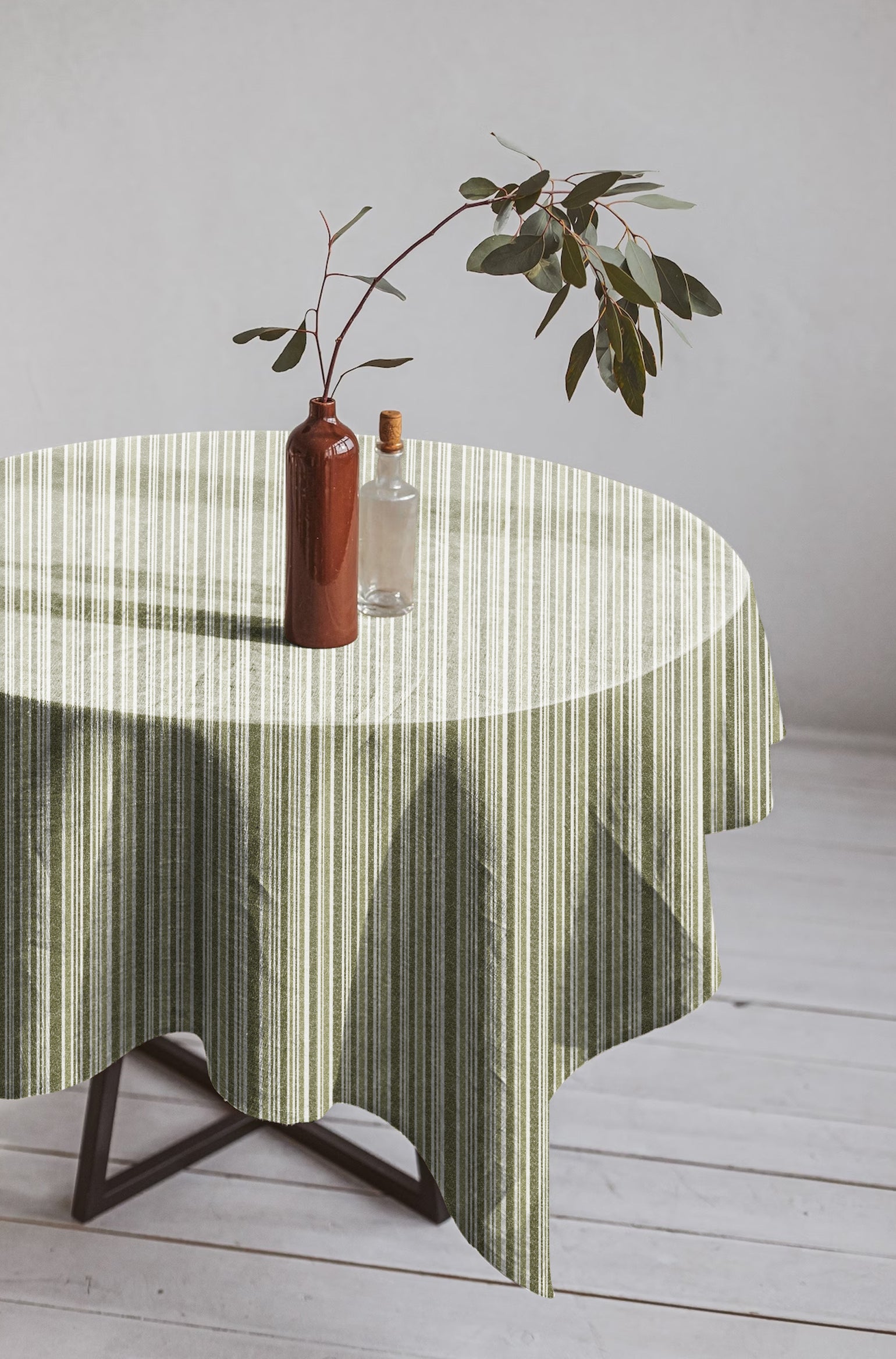 JODHPUR STRIPE OLIVE TABLE CLOTH