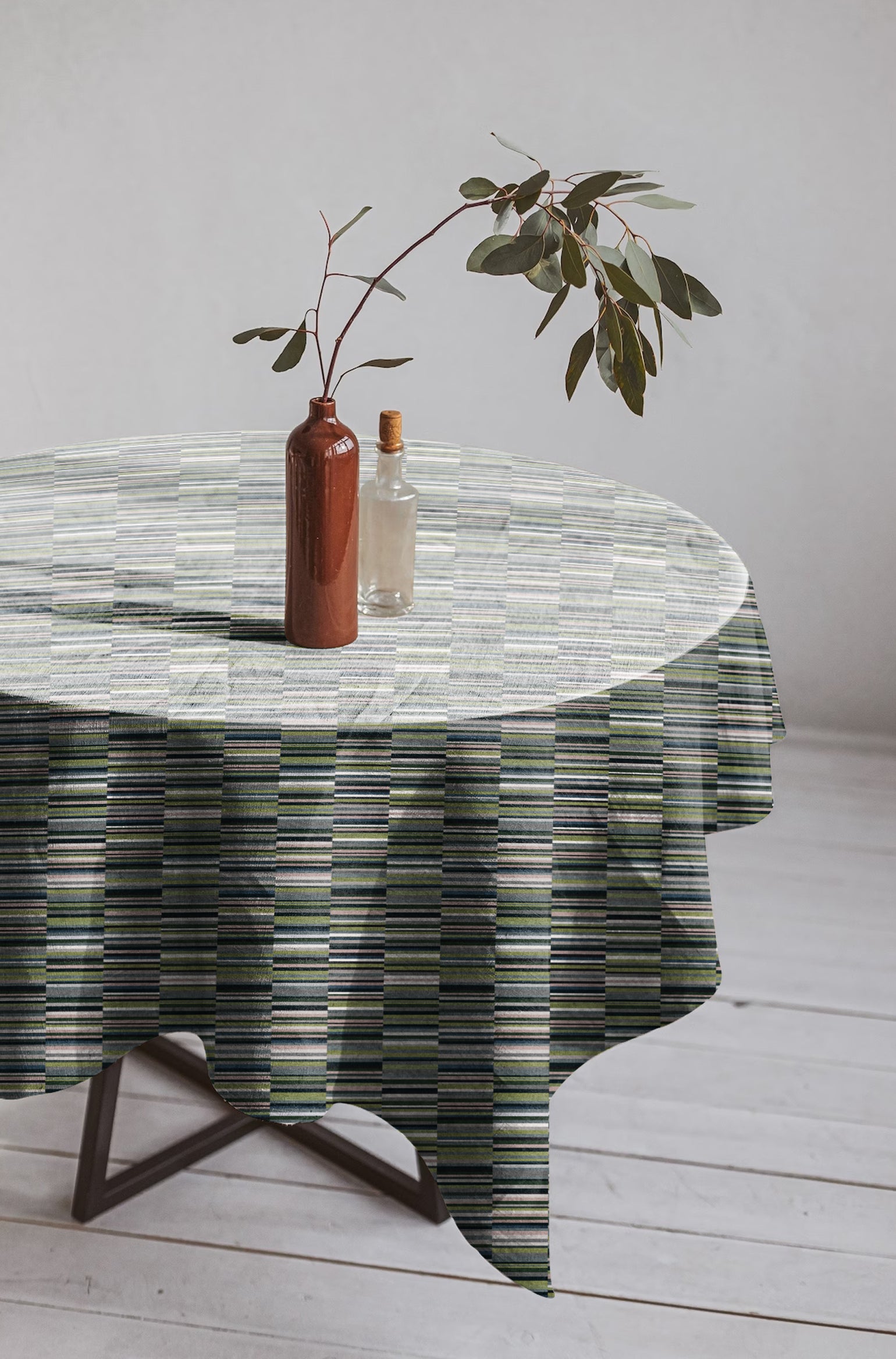 ILLUSION DASH OLIVE/GREEN TABLE CLOTH