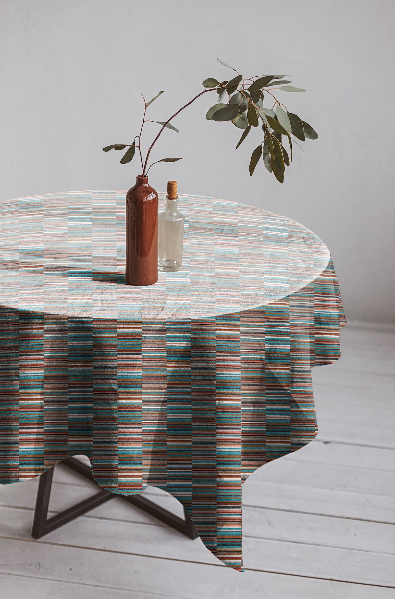 ILLUSION DASH BLUE/CAMEL TABLE CLOTH