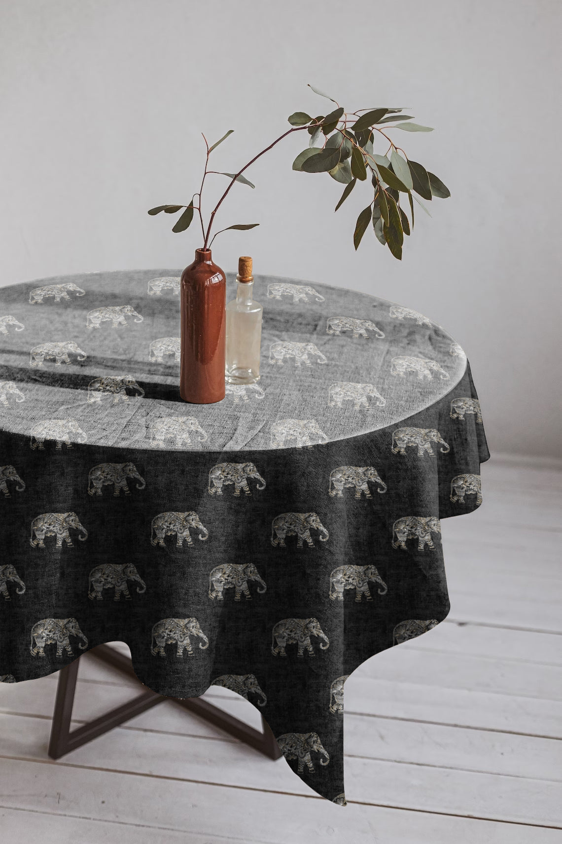 JODHPUR ELEPHANT BLACK TABLE CLOTH