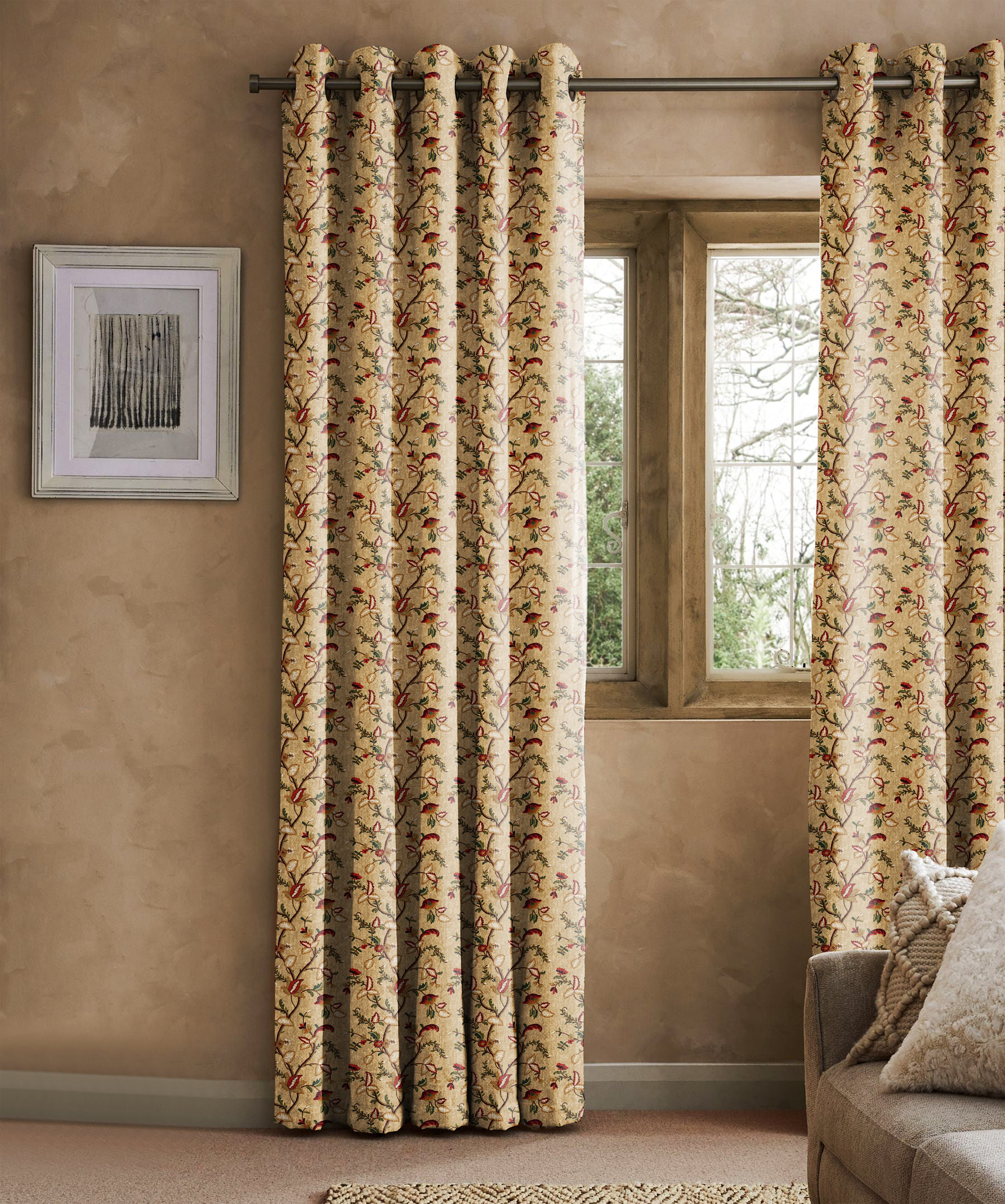 KASHMIRI MED BROWN PRINTED BLACKOUT CURTAIN